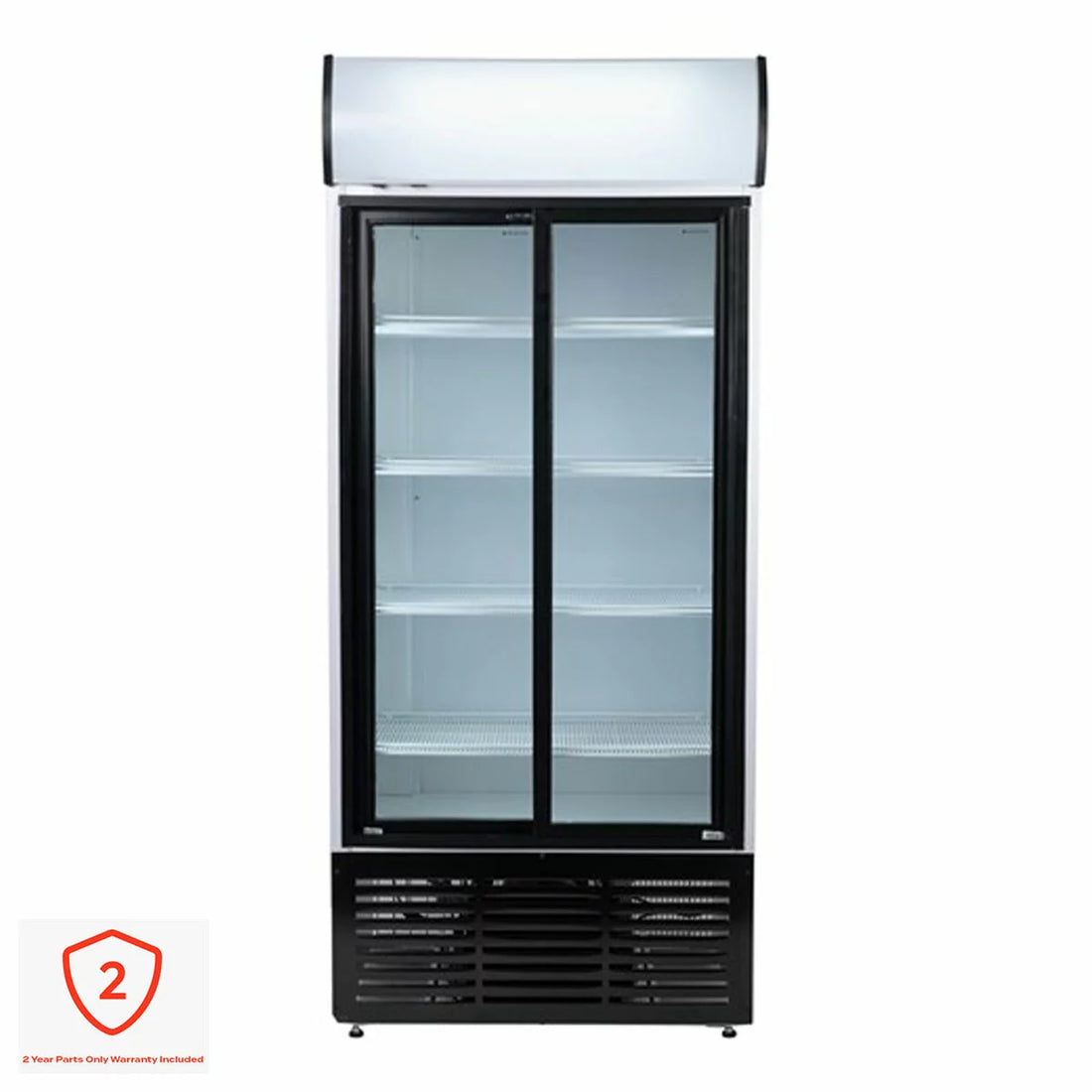 Contender RUG048 783L Commercial Sliding Double Glass Door Fridge, F Rated