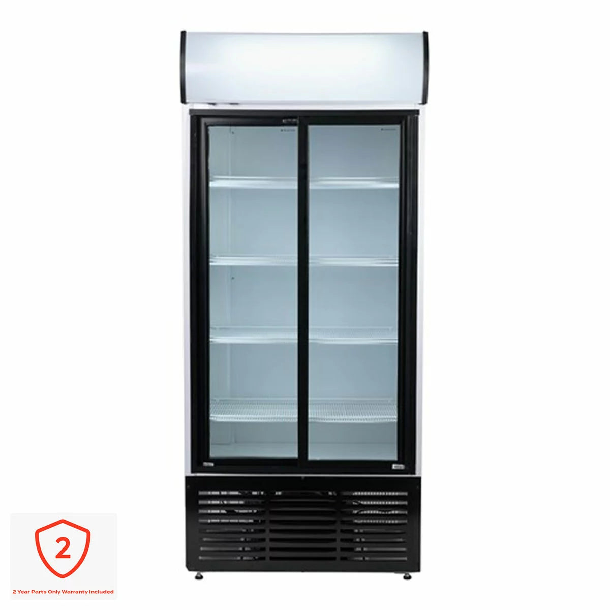 Contender RUG048 783L Commercial Sliding Double Glass Door Fridge, F Rated