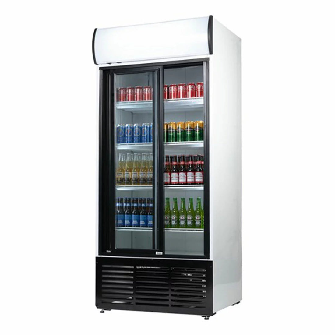 Contender RUG048 783L Commercial Sliding Double Glass Door Fridge, F Rated