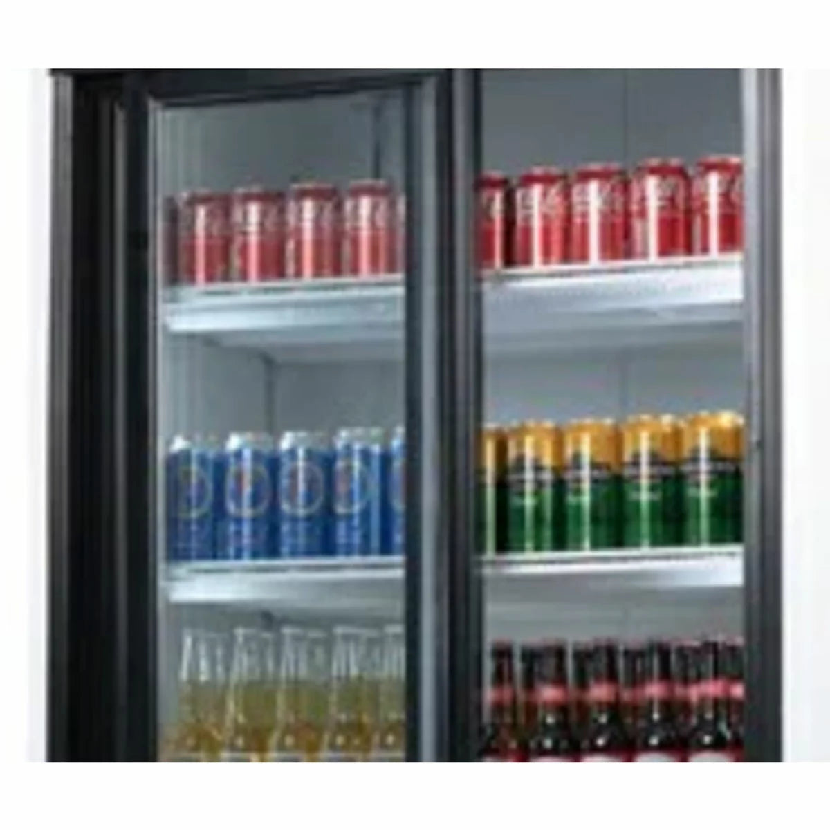 Contender RUG048 783L Commercial Sliding Double Glass Door Fridge, F Rated