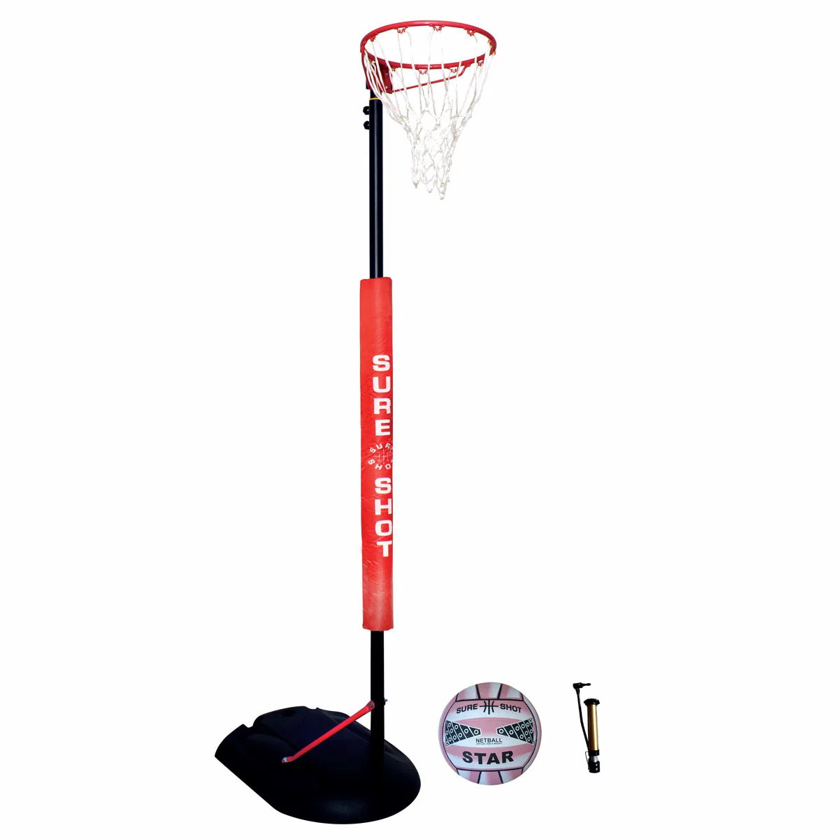 Sure Shot 10ft (3.05 m) Netball Goal in Red with Padding