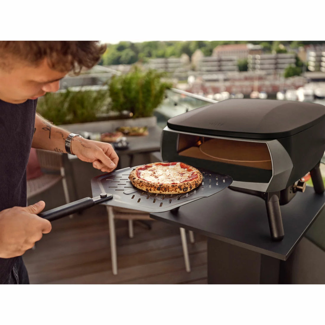 Witt Piccolo Rotante Gas Powered 13" Pizza Oven 5 Piece Bundle in Black