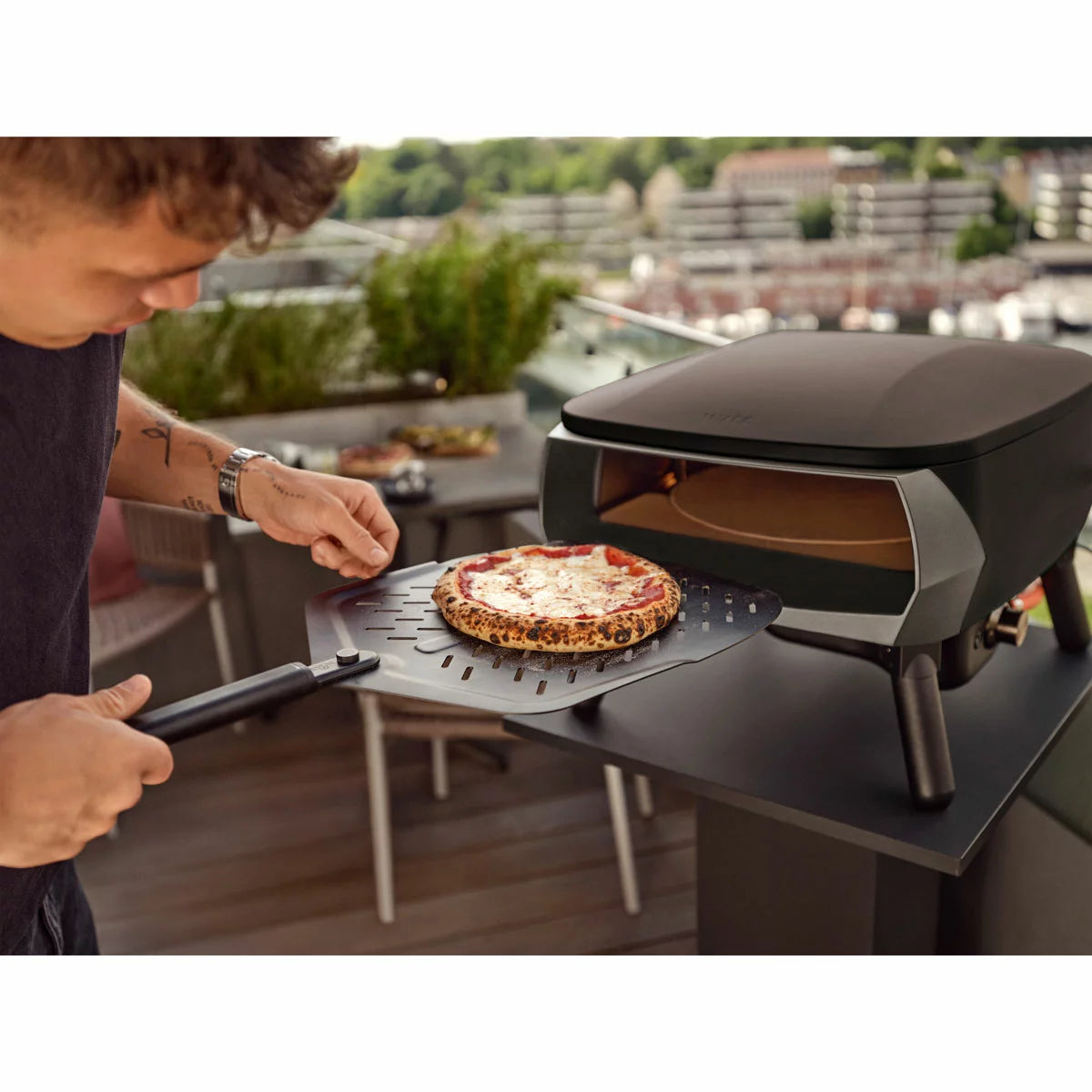 Witt Piccolo Rotante Gas Powered 13" Pizza Oven 5 Piece Bundle in Black