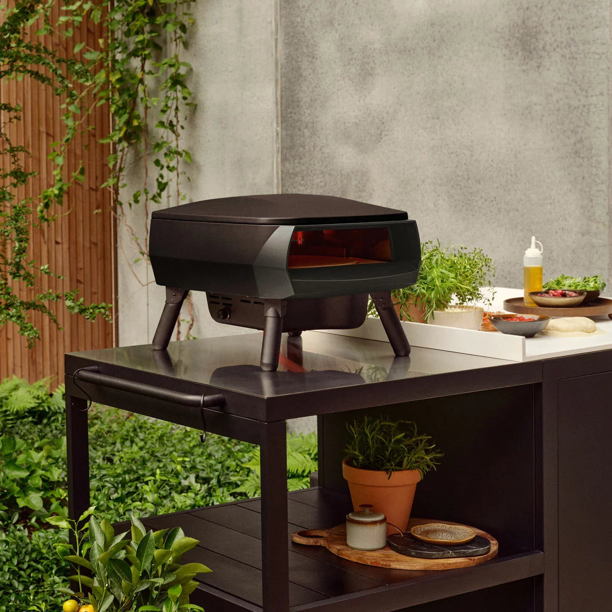 Witt Piccolo Rotante Gas Powered 13" Pizza Oven 5 Piece Bundle in Black