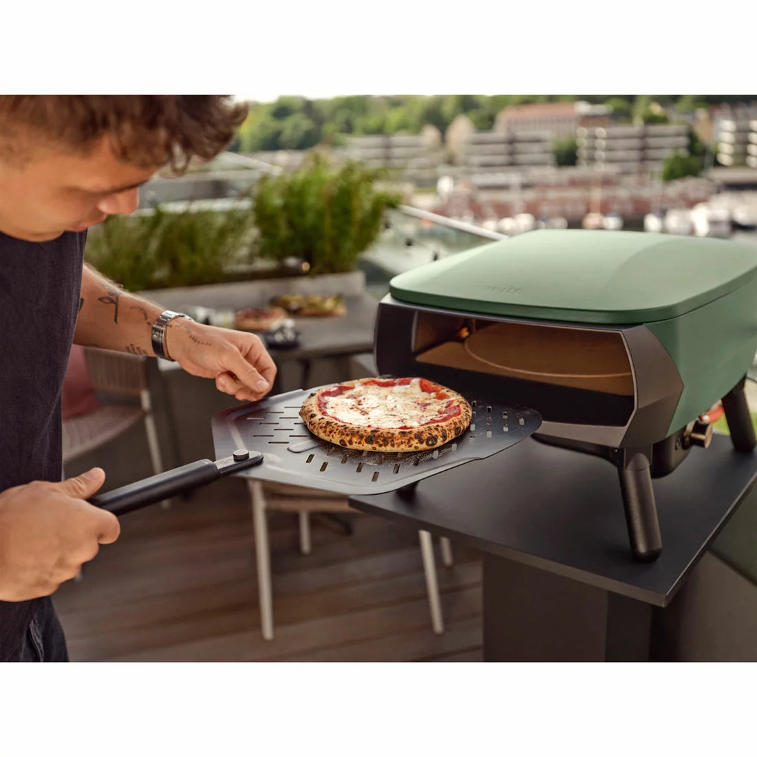 Witt Piccolo Rotante Gas Powered 13" Pizza Oven 5 Piece Bundle in Green