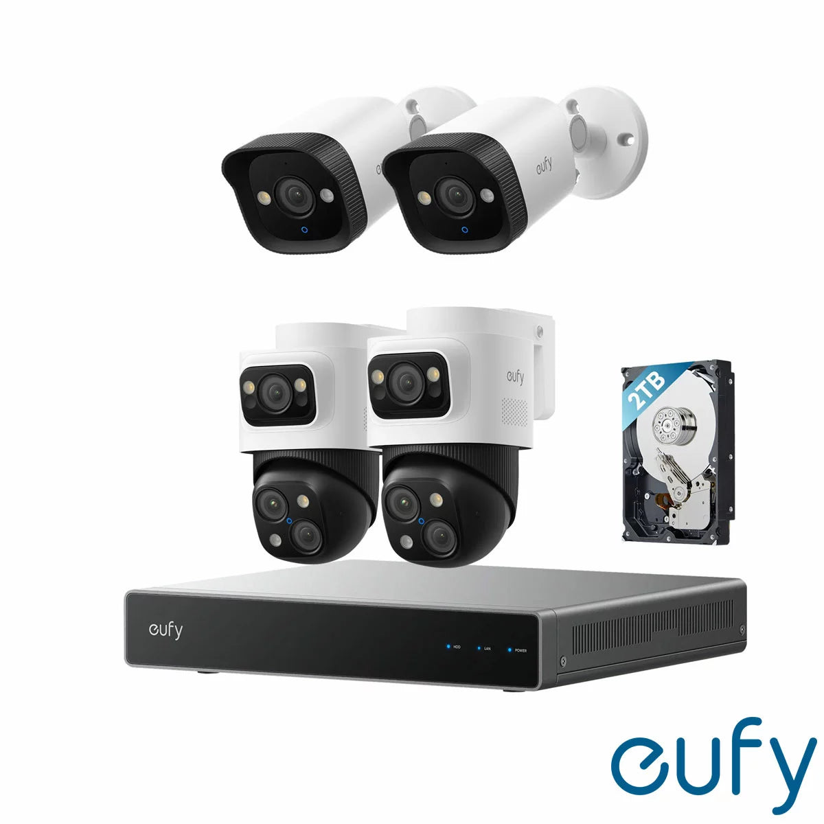 Eufy S4 NVR Security System with 2 x POE Cam S4 Bullet-PTZ Cam & 2 x POE Cam E40