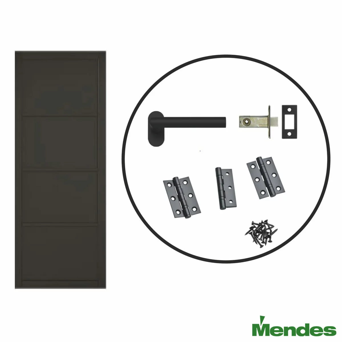 Mendes Industrial Solid Internal Door With Slim Handle Pack- Black Rome in 3