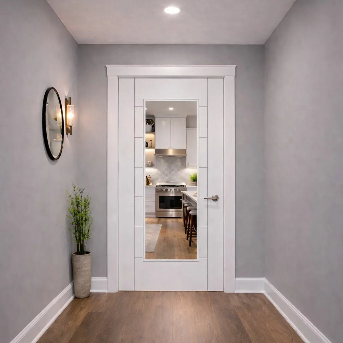 Mendes Internal Prefinished Internal Door - White Primed Corsica Glazed in 3