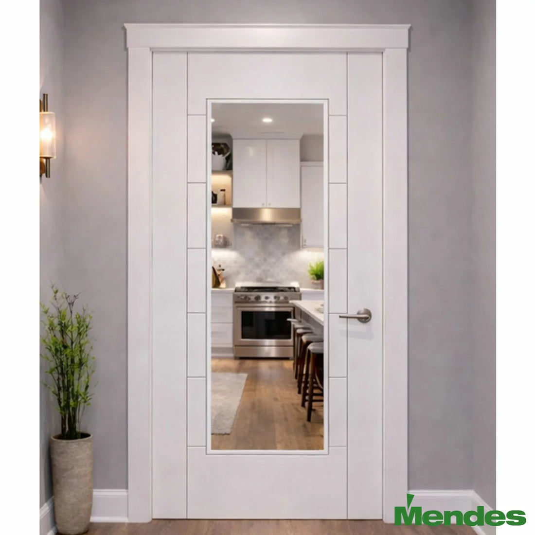 Mendes Internal Prefinished Internal Door - White Primed Corsica Glazed in 3