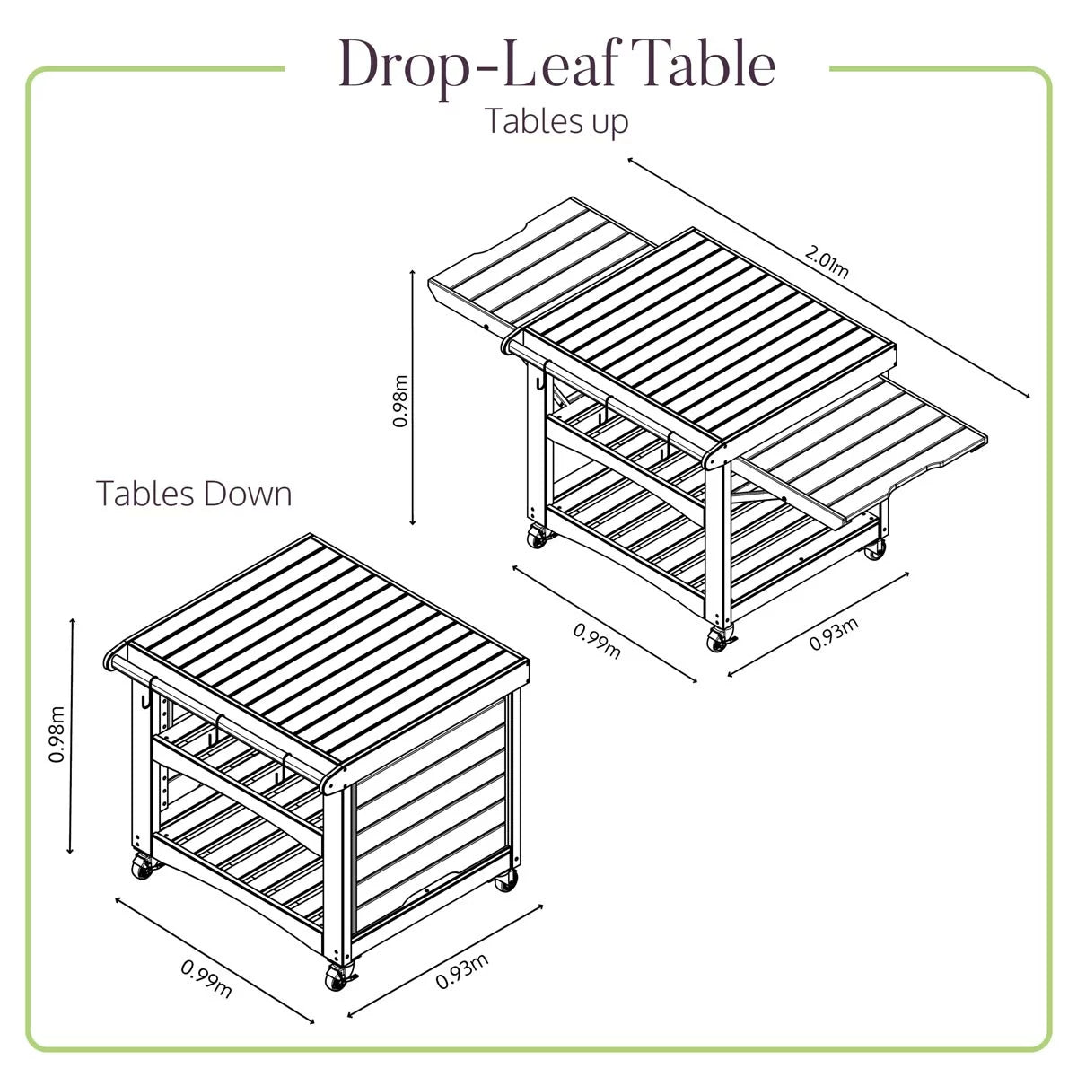 Zest Garden Drop Leaf Table
