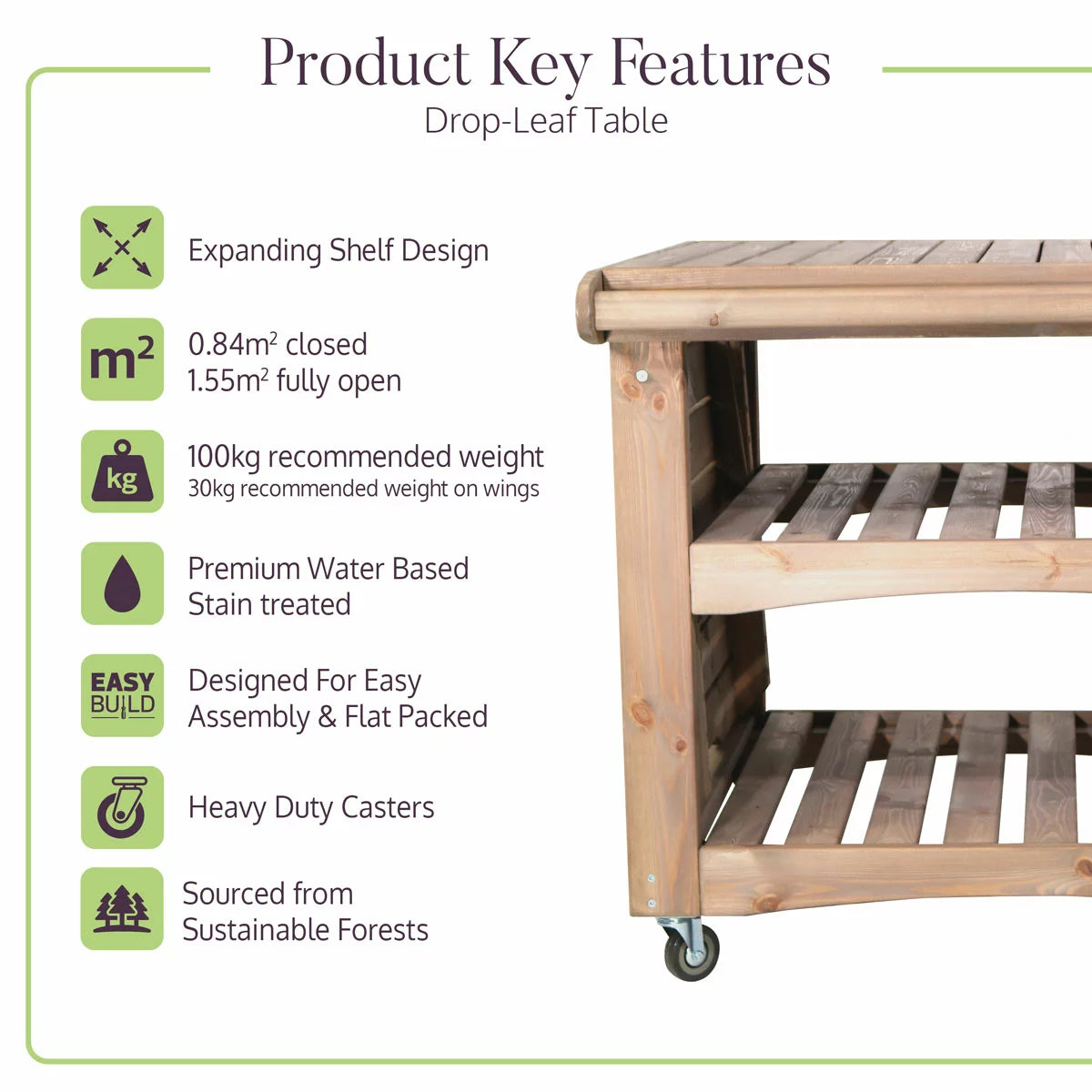 Zest Garden Drop Leaf Table