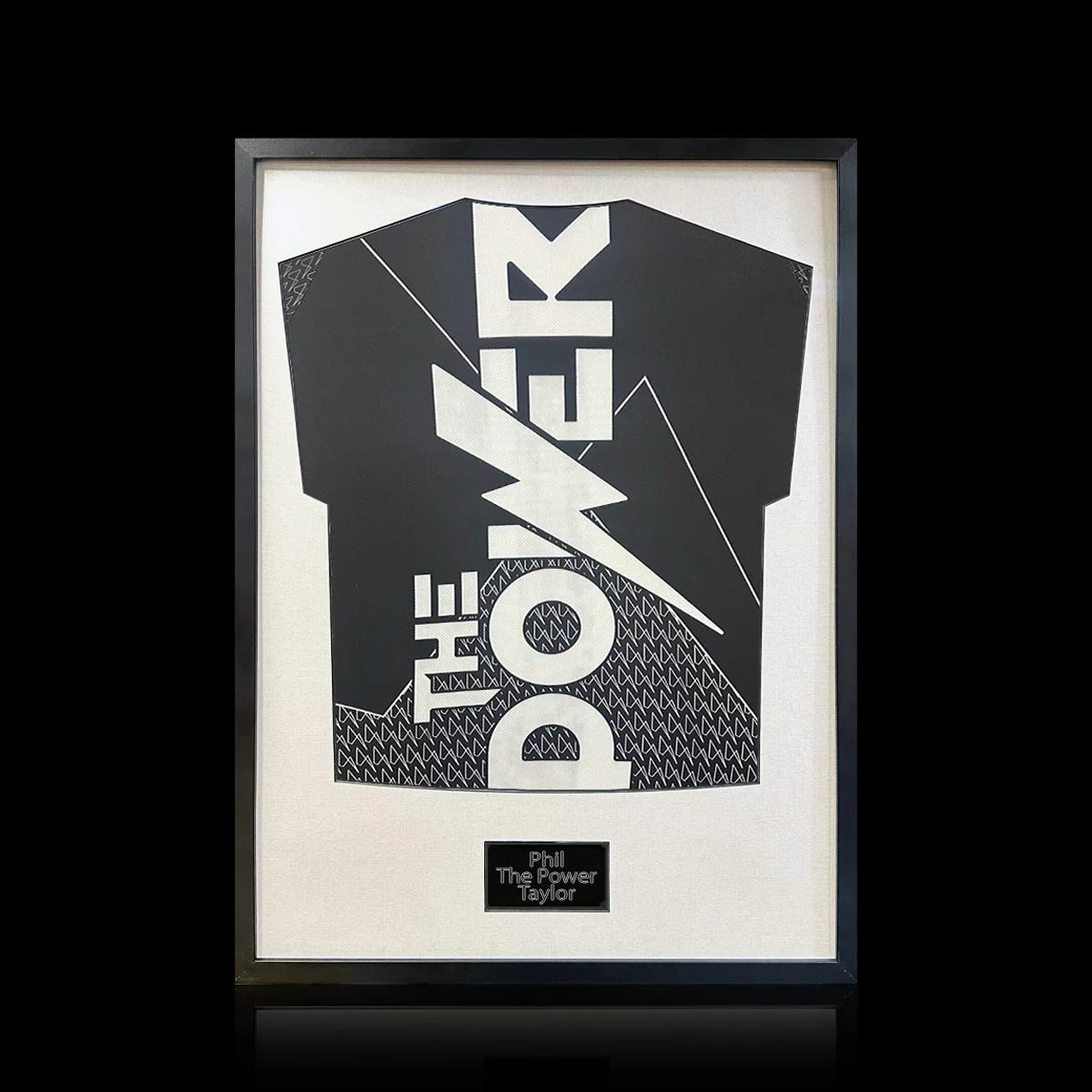Phil Taylor Signed Framed Darts Shirt in 2 Options: White or Black Mount
