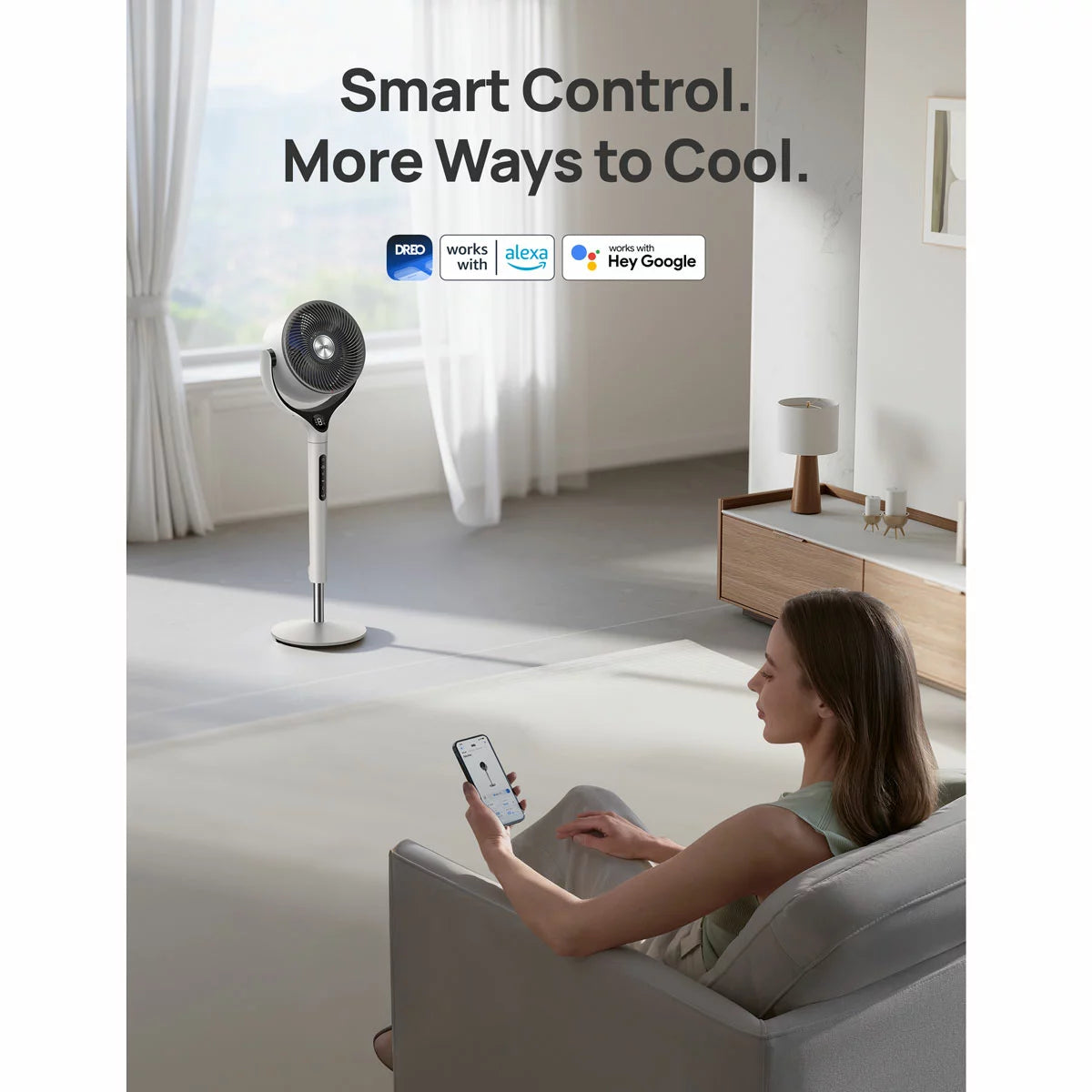 Dreo DR-HPF025S Smart TurboPoly Pedestal Fan in White