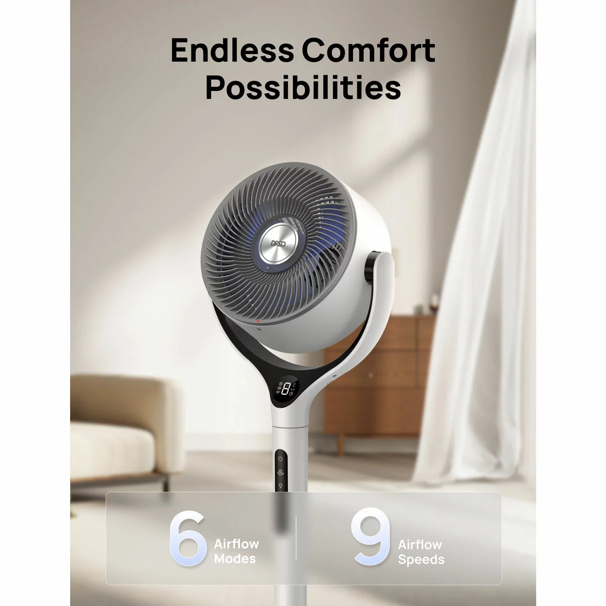 Dreo DR-HPF025S Smart TurboPoly Pedestal Fan in White