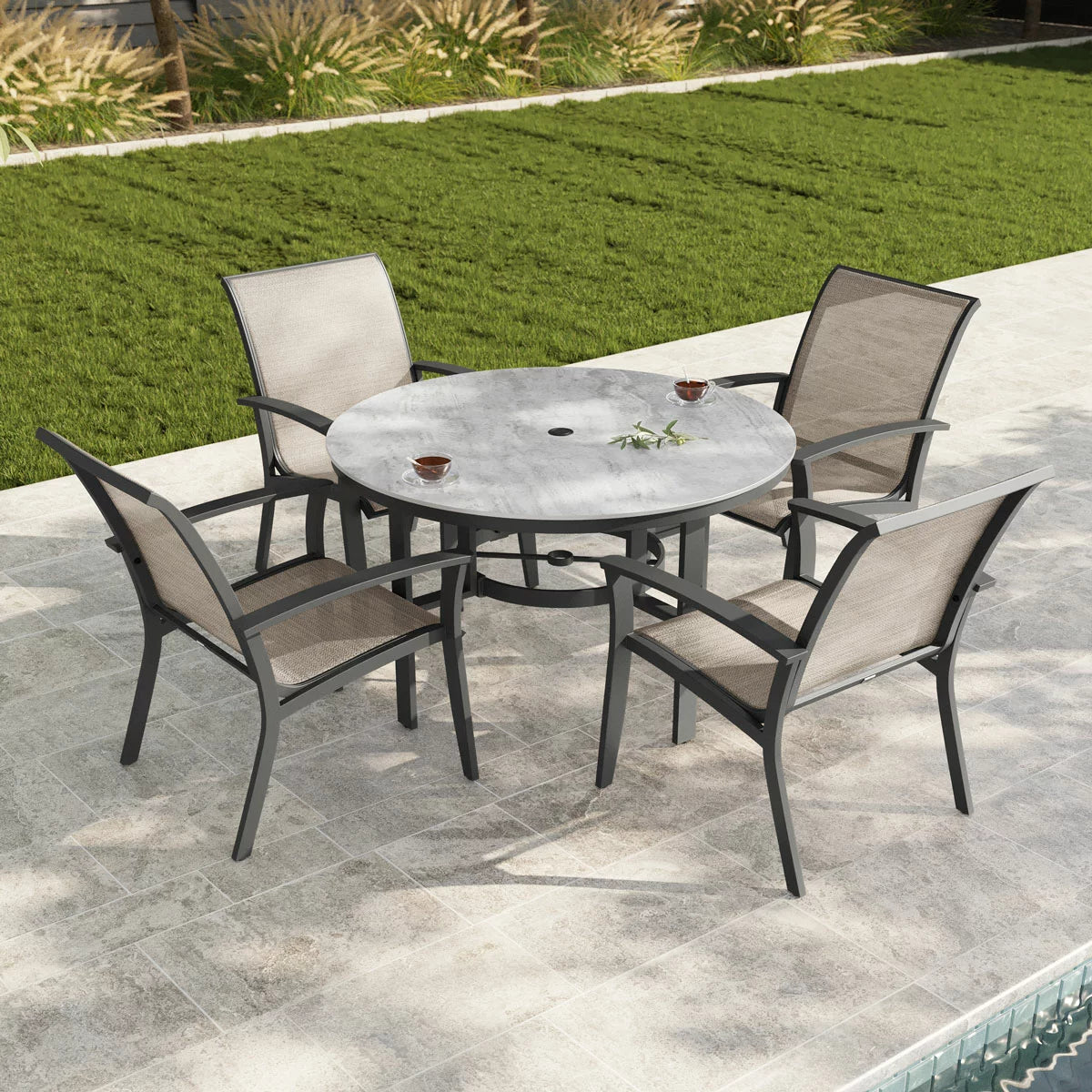 Agio Clearfield 5 Piece Sling Dining Set + Cover