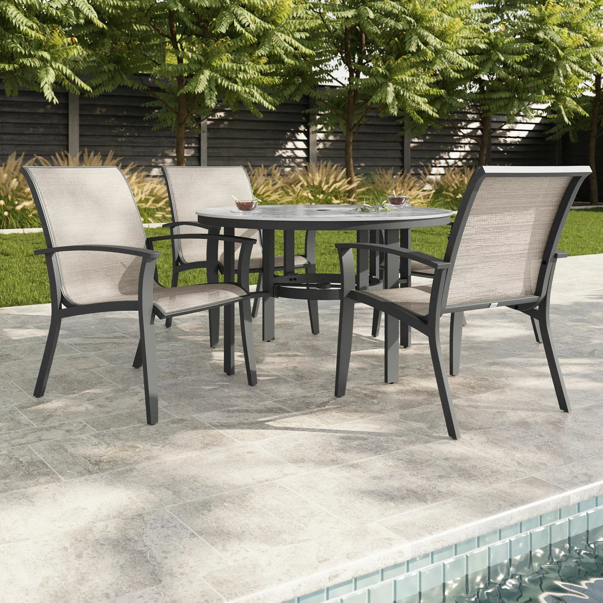 Agio Clearfield 5 Piece Sling Dining Set + Cover