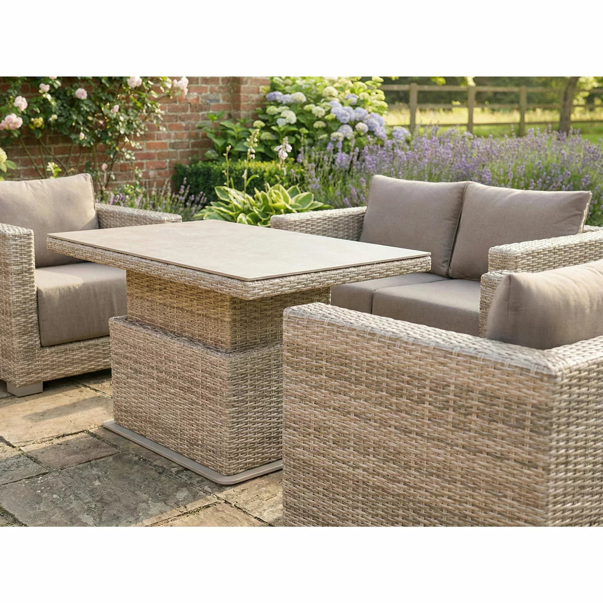 Norfolk Leisure Cunningham 4 Piece Deep Seating Set with Gas Height Adjustable
