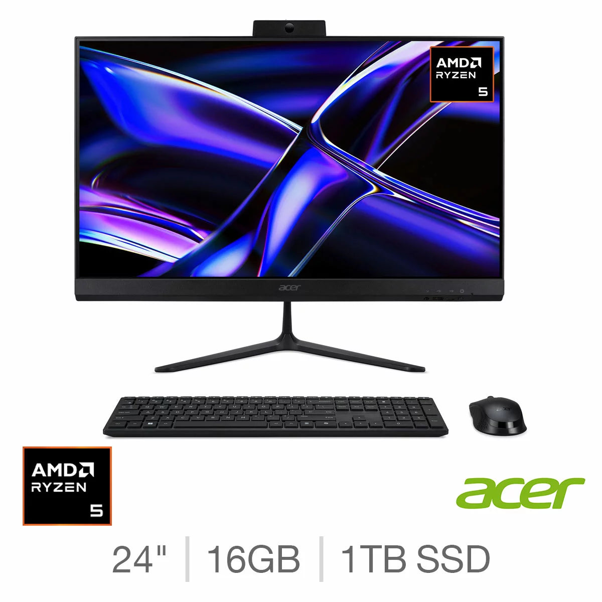 Acer C24-B, AMD Ryzen AI 5, 16GB RAM, 1TB SSD, 24 Inch All in One Desktop PC