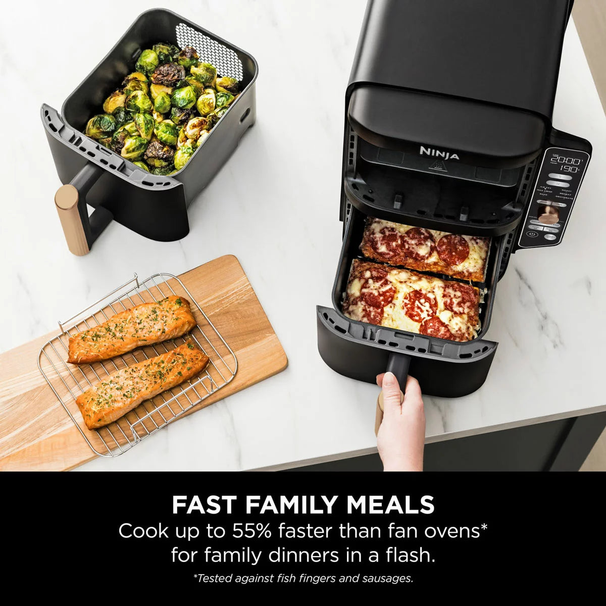 Ninja SL400UKCP Double Stack XL 9.5L Air Fryer in Black/Copper