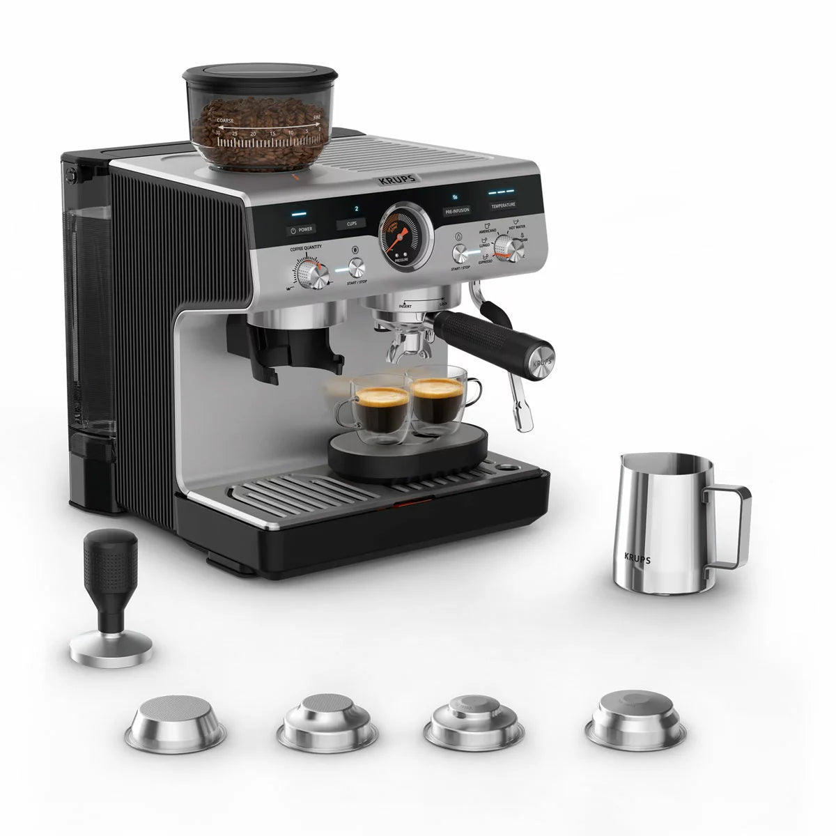 Krups XP801TG0 Precision Steam & Pump Espresso Coffee Machine with Grinder