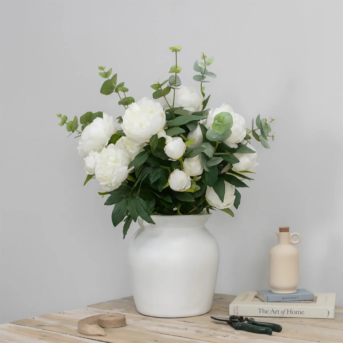 Artificial Peony & Eucalyptus Bouquet in Vase, view 11