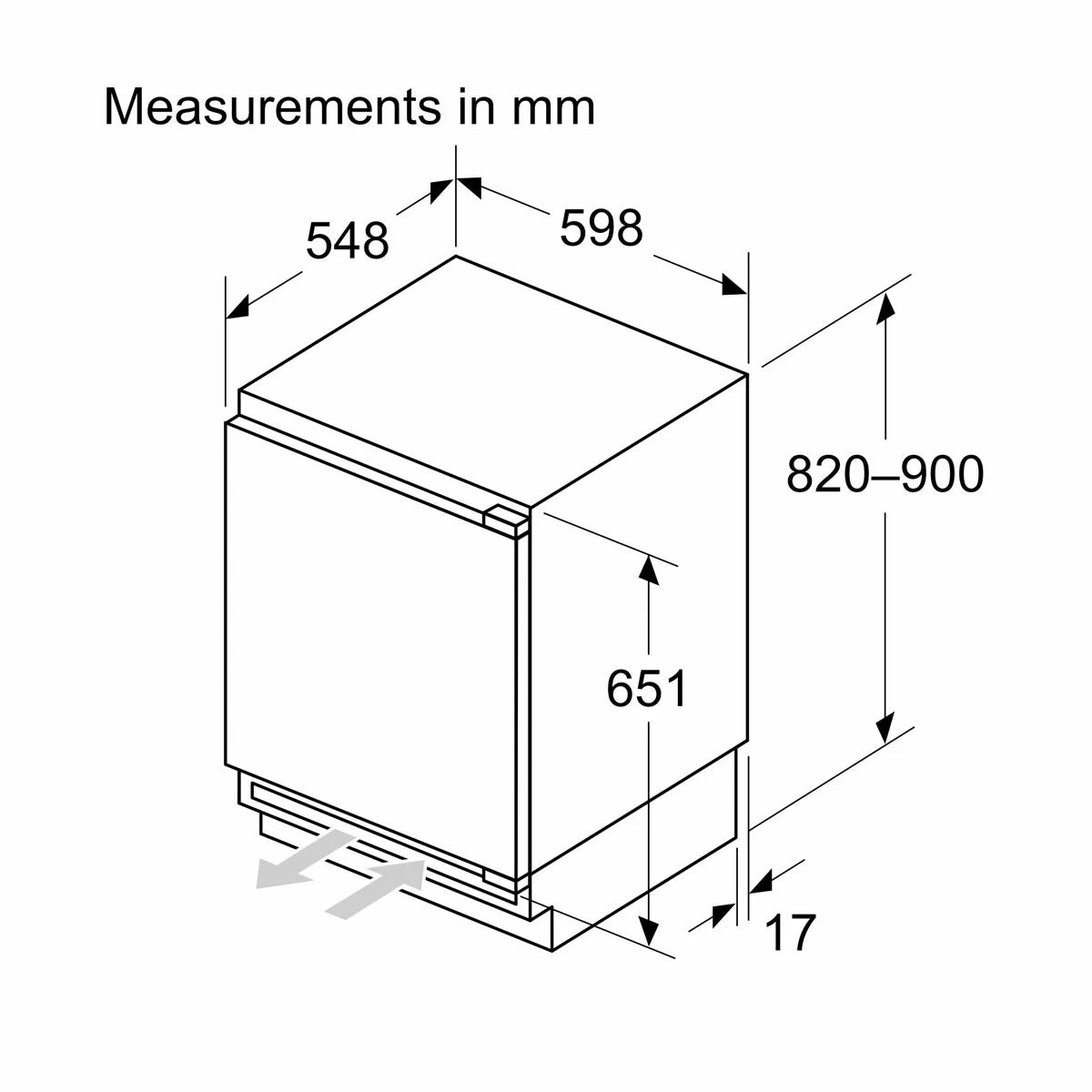Bosch Series 4, KUR21VFE0G Built Under Fridge, E Rated