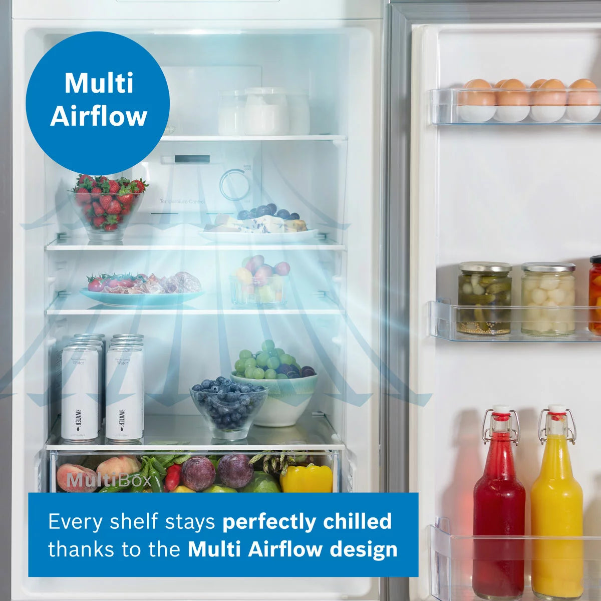 Bosch KFF96PIEP Multi Door Fridge Freezer, E Rated in Silver