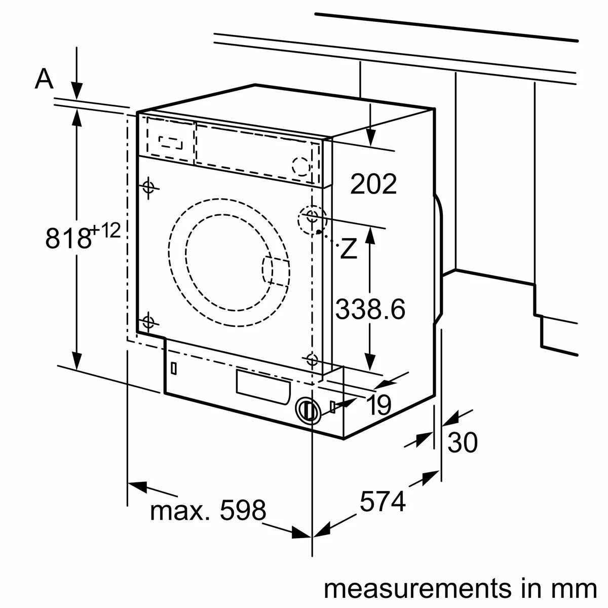 Bosch Series 8 WIW28502GB, Built In 8kg Washing Machine, C Rated in White