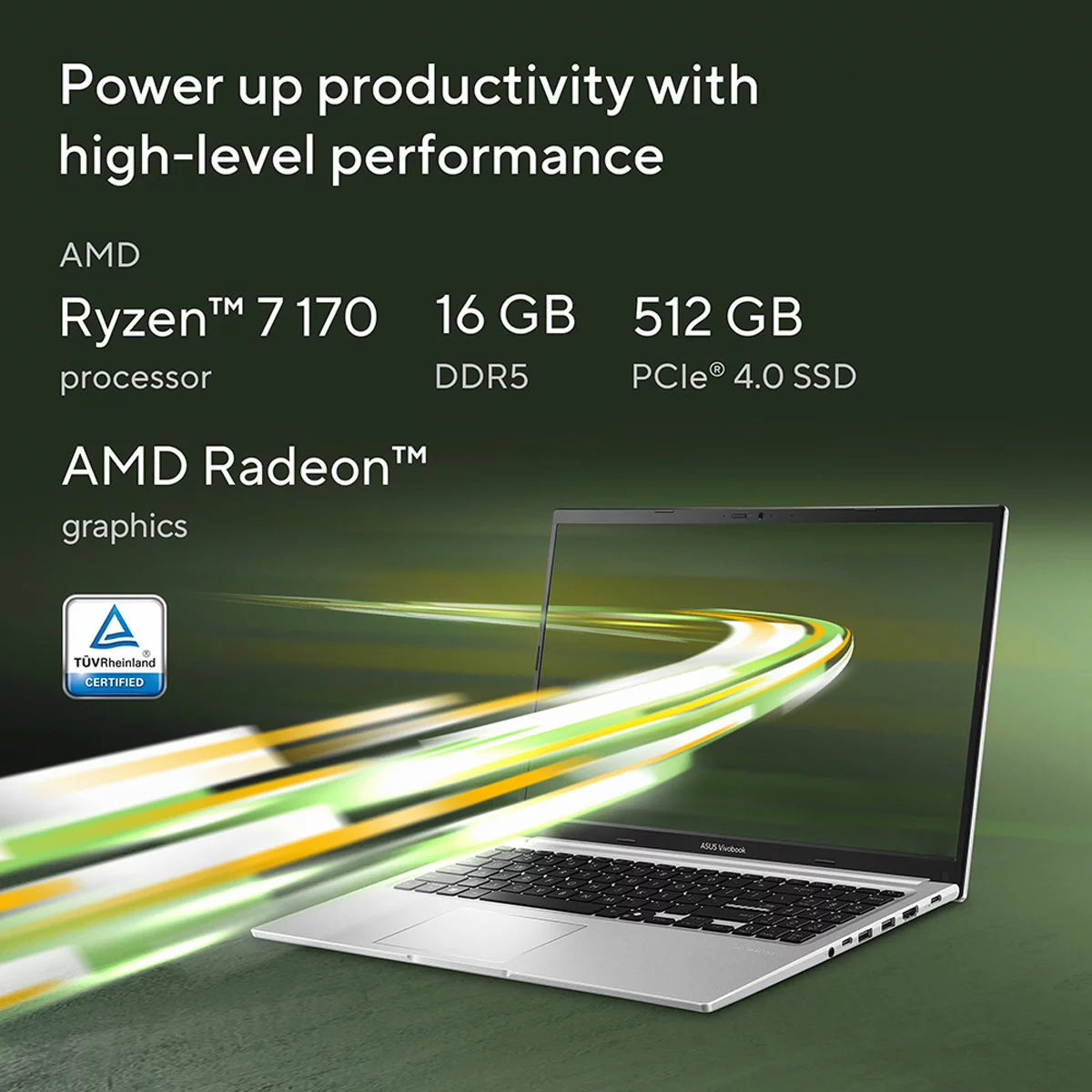 ASUS Vivobook, AMD Ryzen 7, 16GB RAM, 512GB SSD, 15.6 Inch Laptop