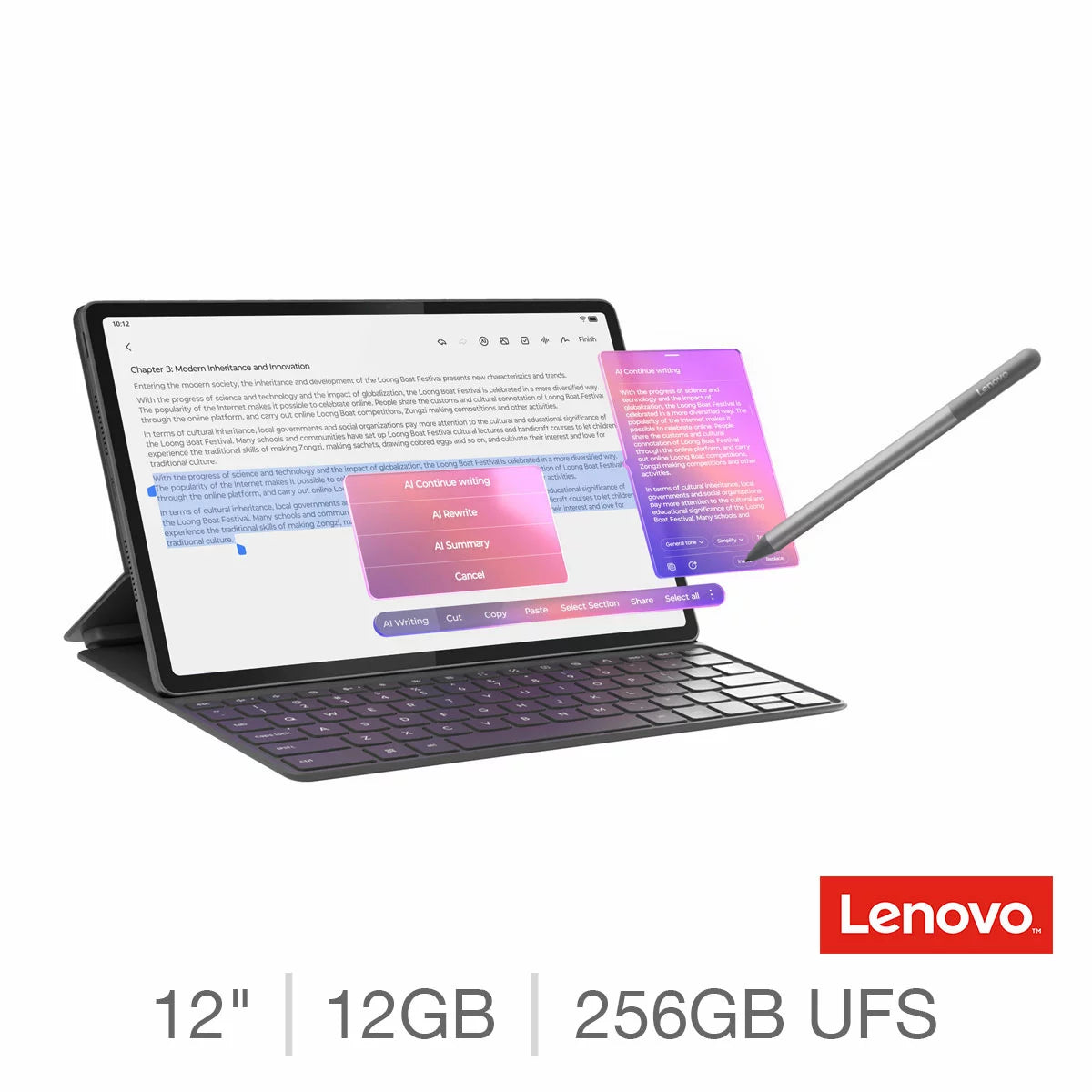 Lenovo Idea Tab Plus, 12GB RAM, 256GB UFS, 12 Inch Tablet, ZAG70709GB