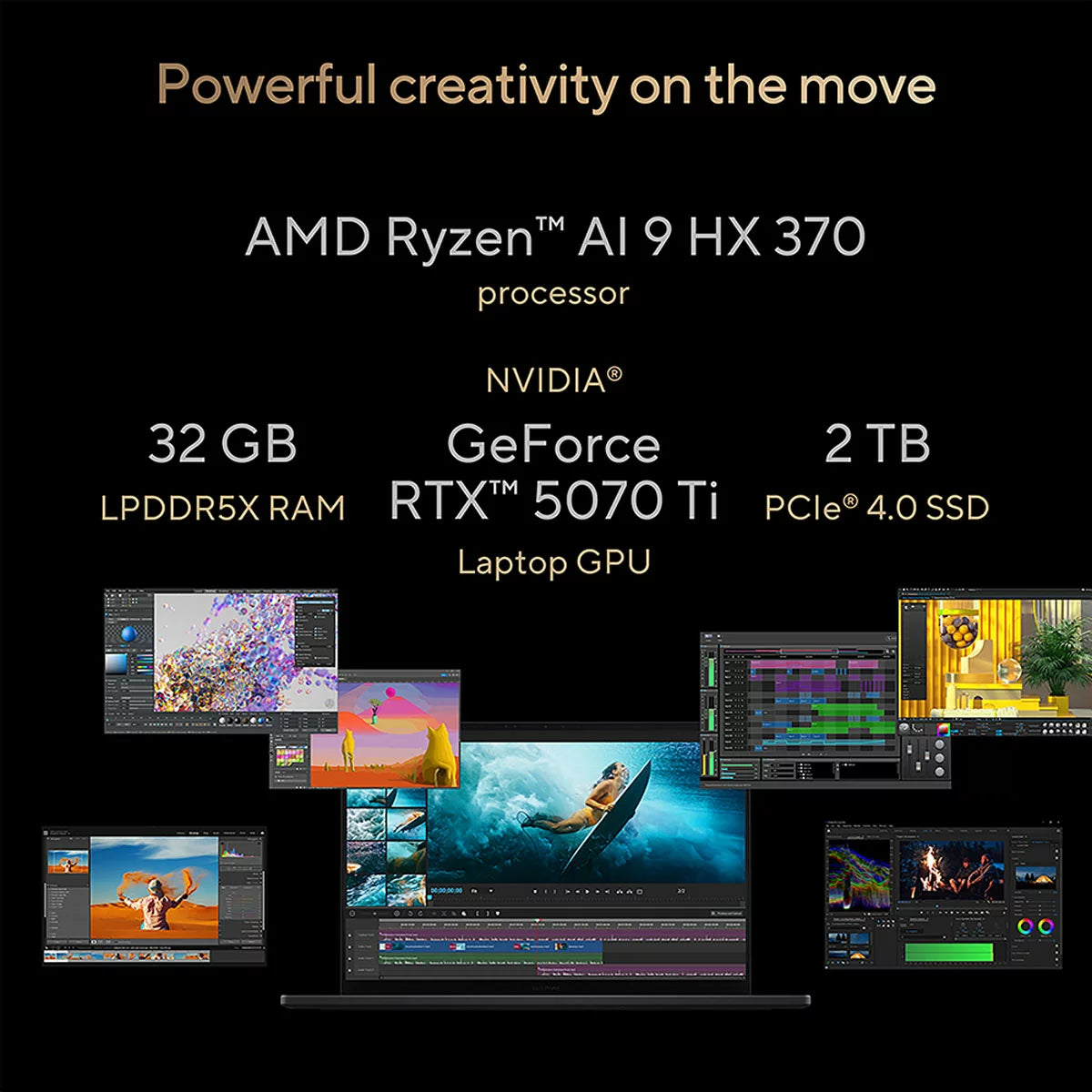 ASUS ProArt Copilot+ PC, AMD Ryzen AI 9, 32GB RAM, 2TB SSD, NVIDIA 5070 Ti, 16