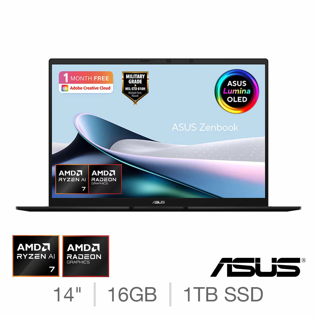 ASUS Zenbook Copilot+ PC, AMD Ryzen AI 7, 16GB RAM, 1TB SSD, 14 Inch OLED