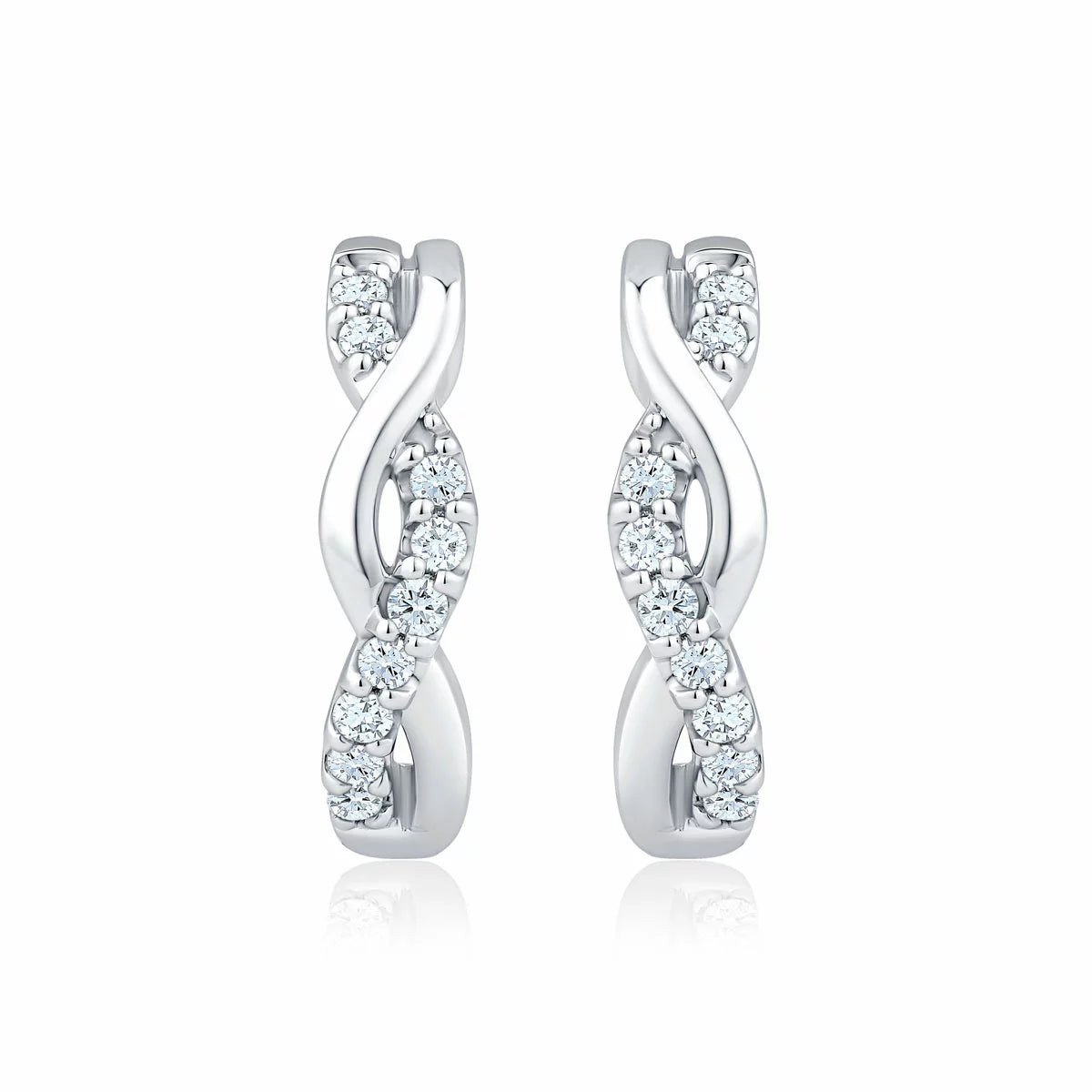 0.20ctw Round Brilliant Cut Diamond Infinity Hoop Earrings, 14ct White Gold