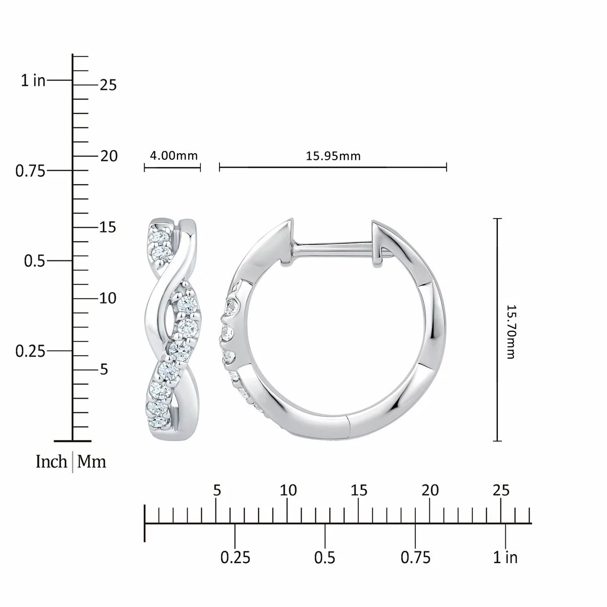 0.20ctw Round Brilliant Cut Diamond Infinity Hoop Earrings, 14ct White Gold