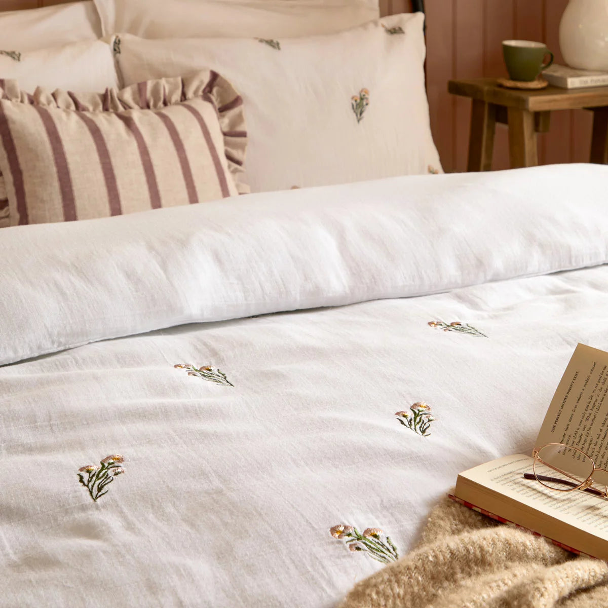 Wylder Josephine Embroidered Muslin Duvet Cover Set, in 4 Sizes