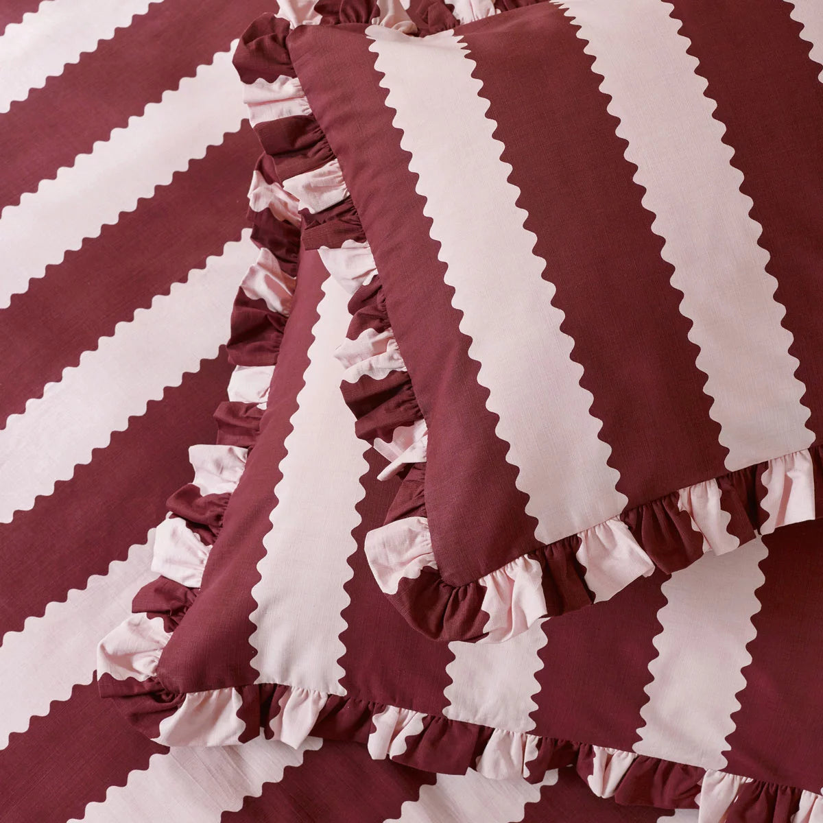 Wylder Birdie Burgundy Stripe Duvet Cover Set, In 4 Sizes