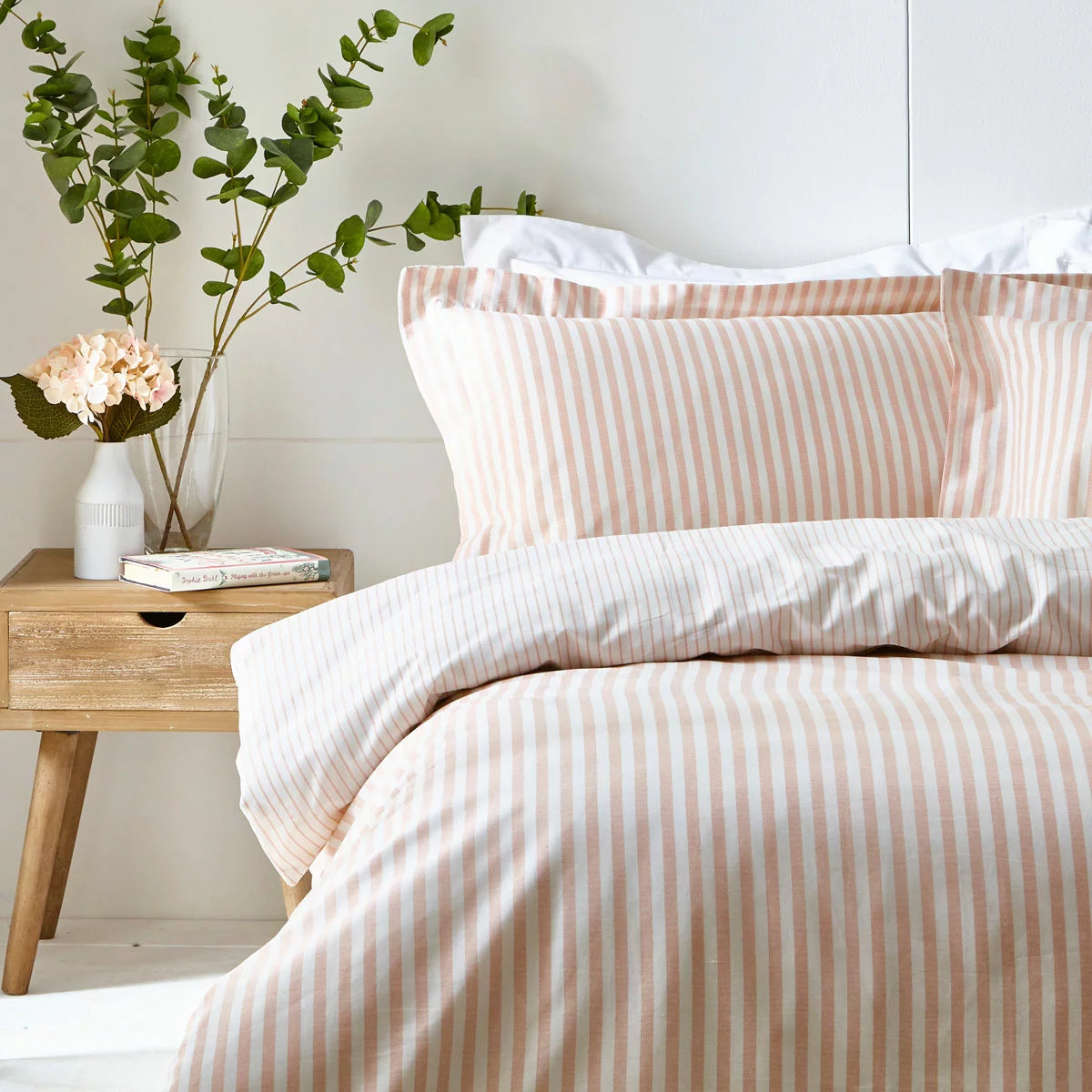 Yard Hebden 100% Cotton Blush Stripe Duvet Cover Set in 4 Sizes