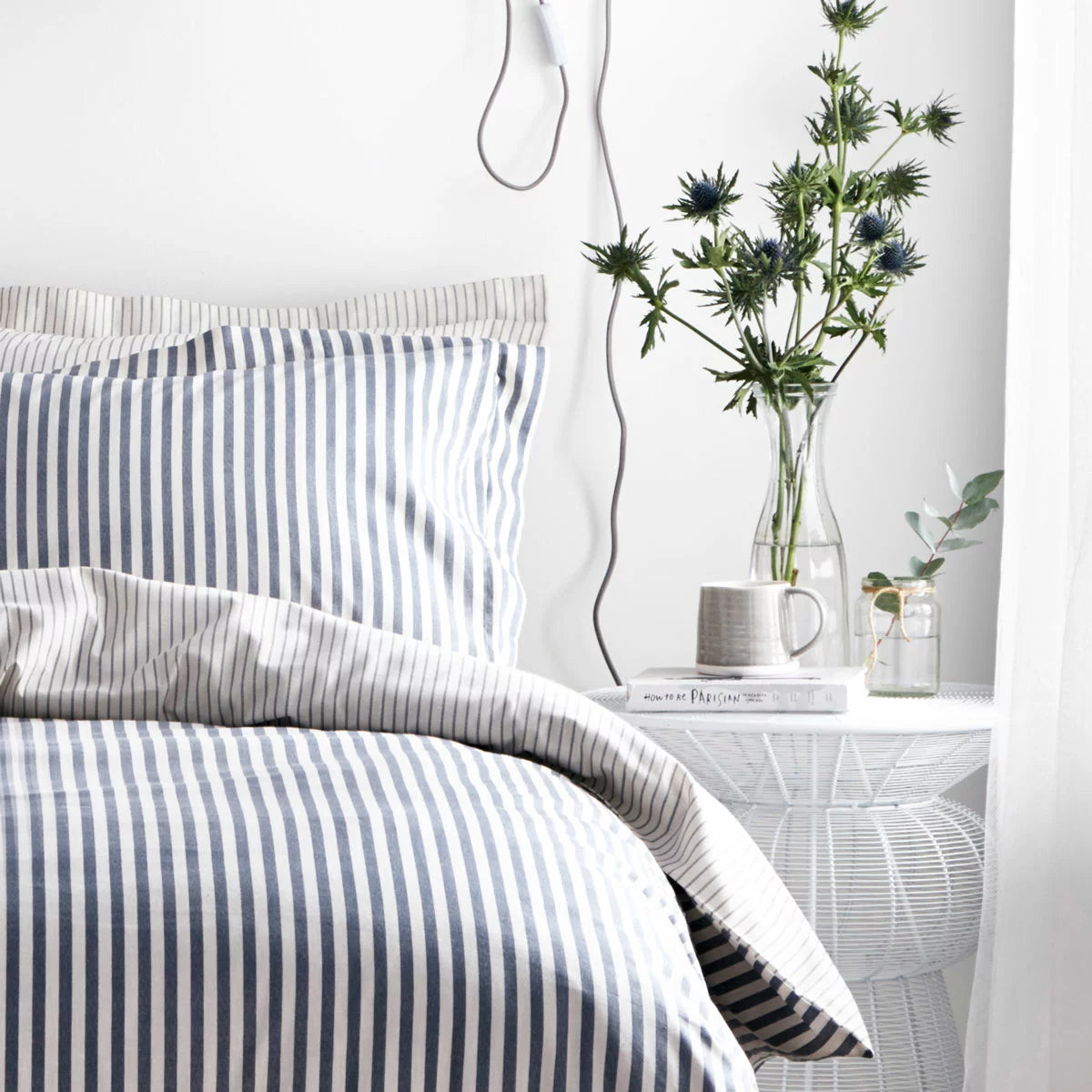Yard Hebden 100% Cotton Navy Stripe Duvet Cover Set in 4 Sizes