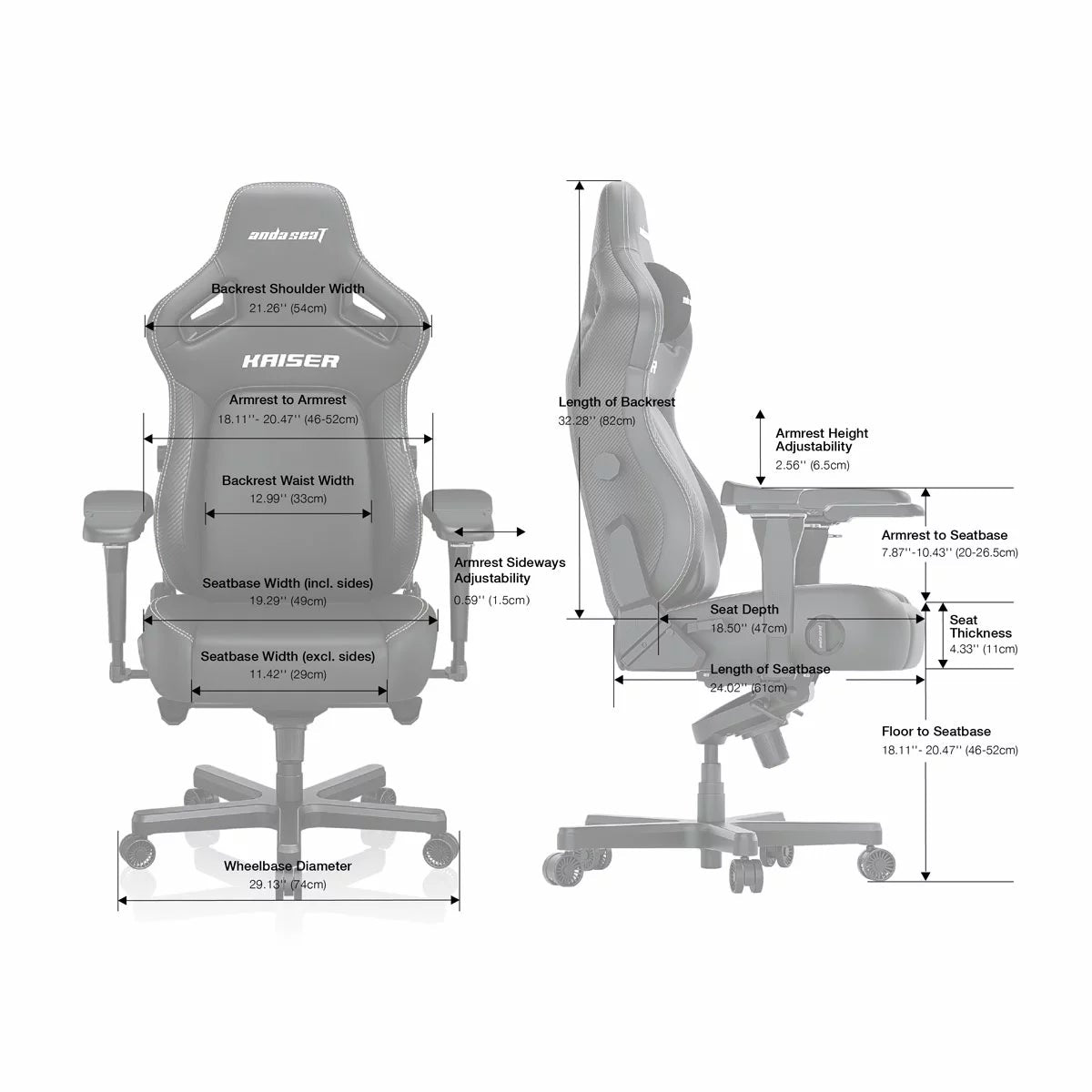 anda seaT Kaiser Series 4 Large Gaming Chair, Black, view 2