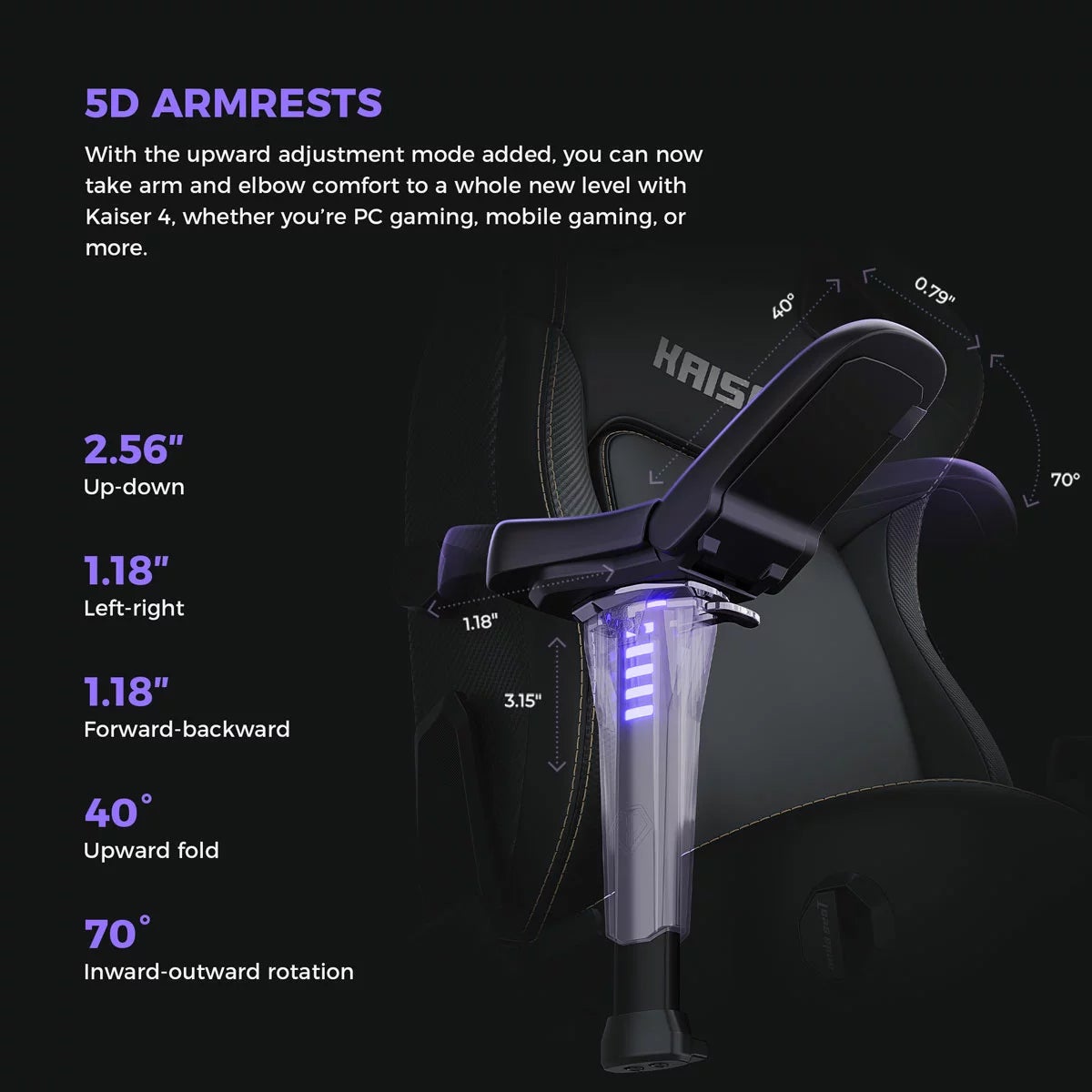 anda seaT Kaiser Series 4 Large Gaming Chair, Black, view 6