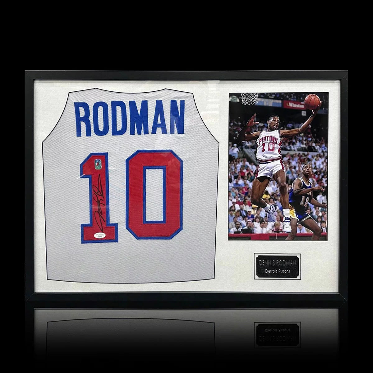 Dennis Rodman Signed Framed Detroit Pistons NBA Jersey including 1 Photo