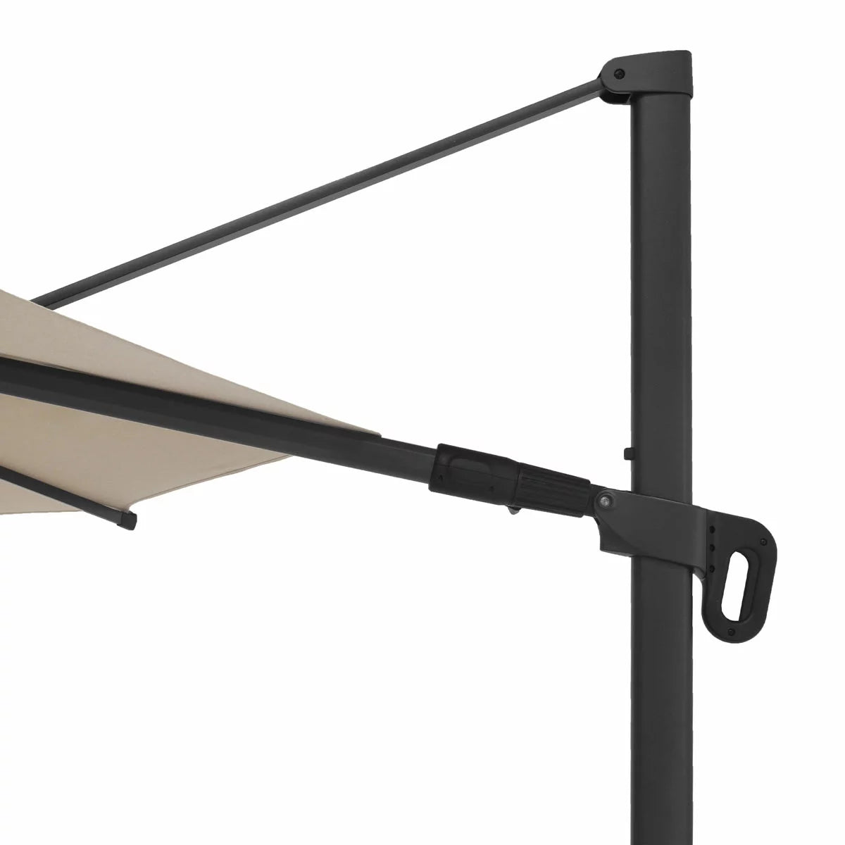 Mirador 11ft (3.3m) Round Cantilever Umbrella with Rolling Base in Beige