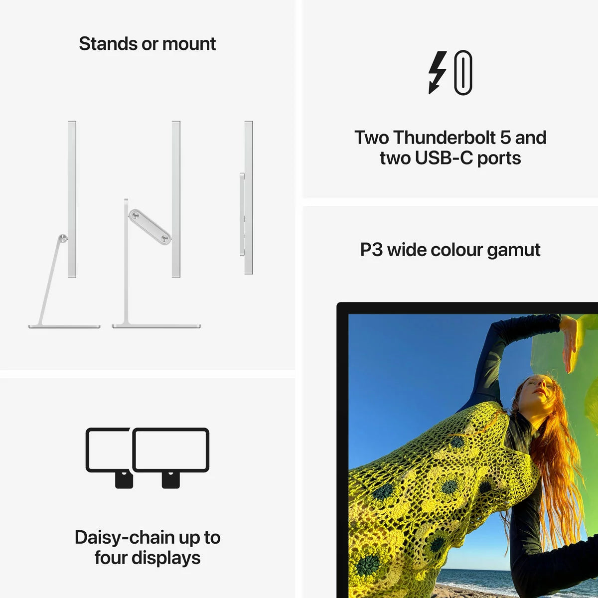 Apple Studio Display, 27 Inch Retina 5K Monitor, Standard Glass, Tilt Adjustable Stand, MFEY4B/A, view 7