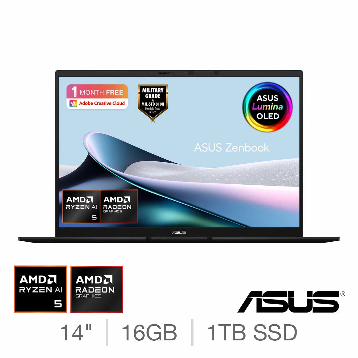 ASUS Zenbook Copilot+ PC, AMD Ryzen AI 5, 16GB RAM, 1TB SSD, 14 Inch OLED