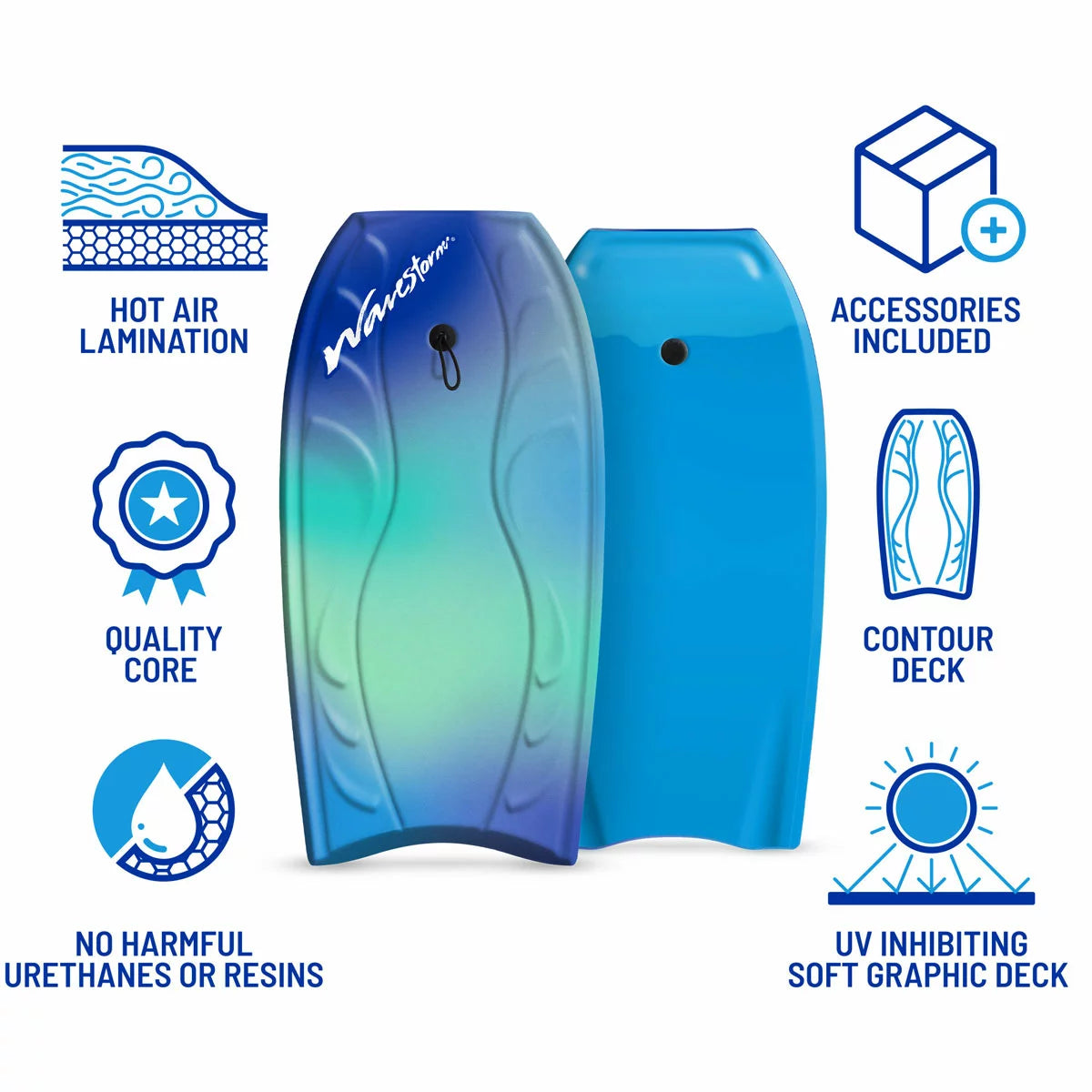 Wavestorm 40" Bodyboard with Coiled Leash In Two Colours