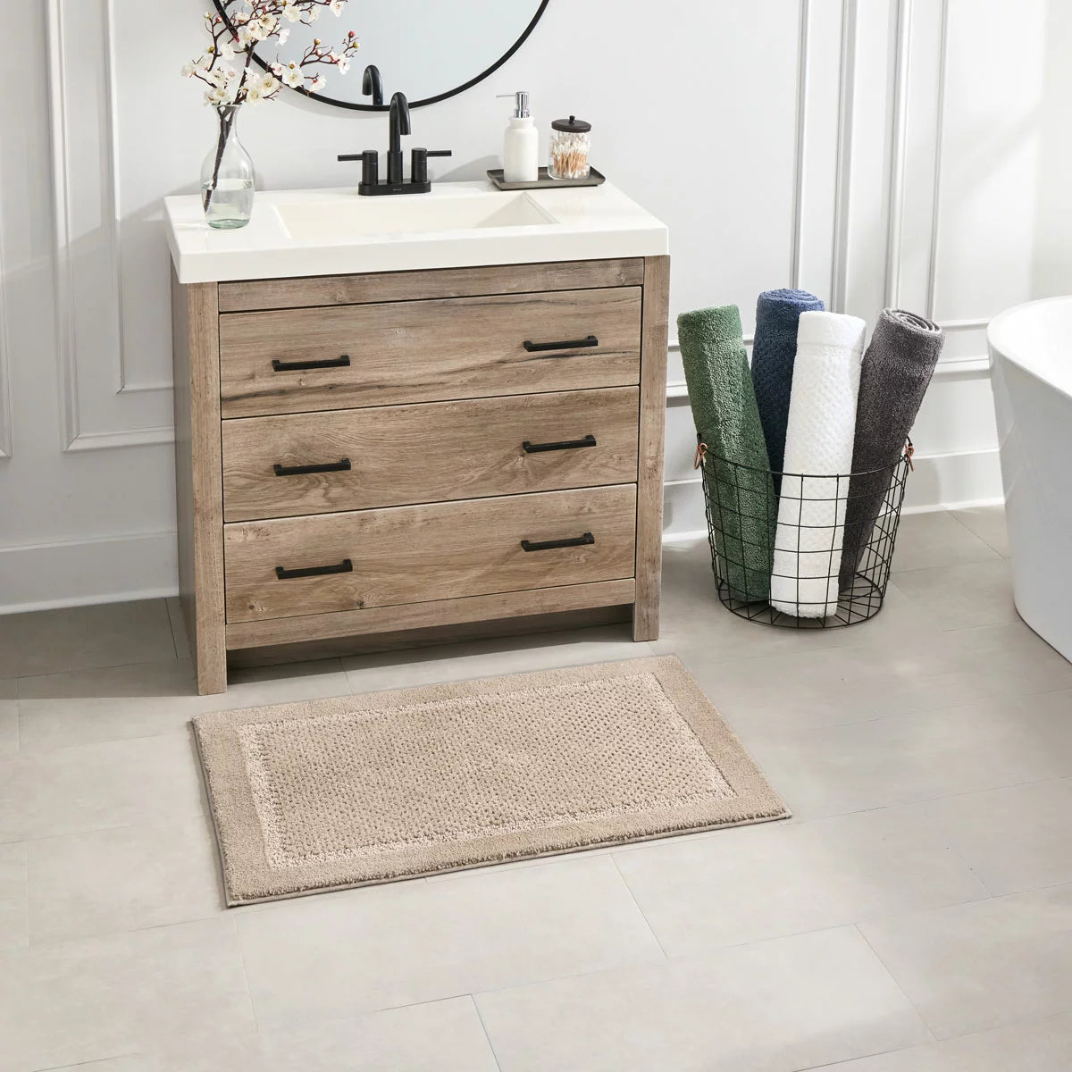 Grandeur Bath Mat in Tan, 60 x 91 cm