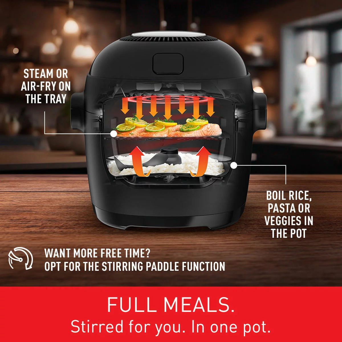 Tefal MY7418G1 Multicook Actifry Air Fryer & Multicooker, Black