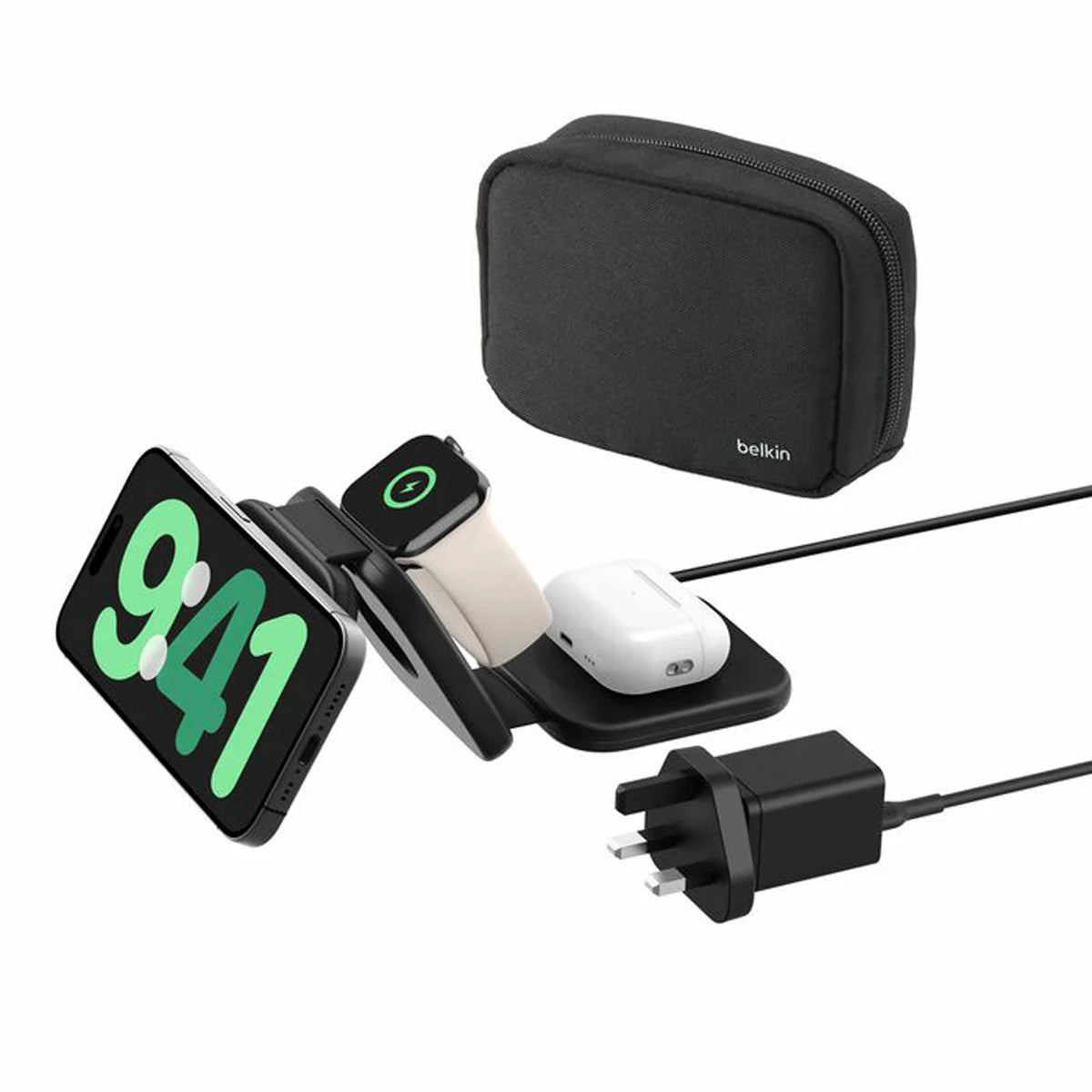Belkin BoostCharge Pro 3-in-1 Magnetic Wireless Charging Travel Pad with Qi2 15W