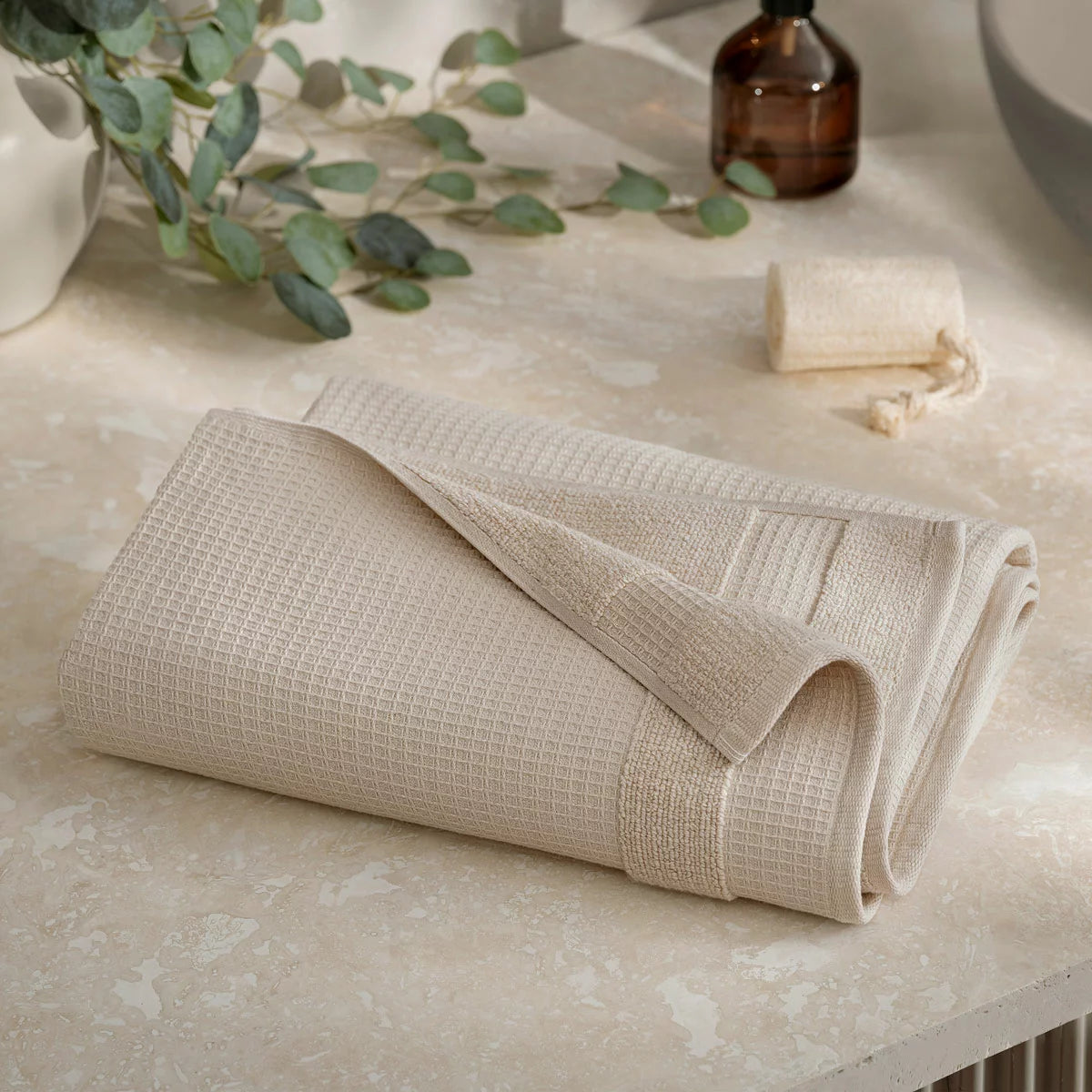 Welhome 100% Cotton Waffle Bath Towel