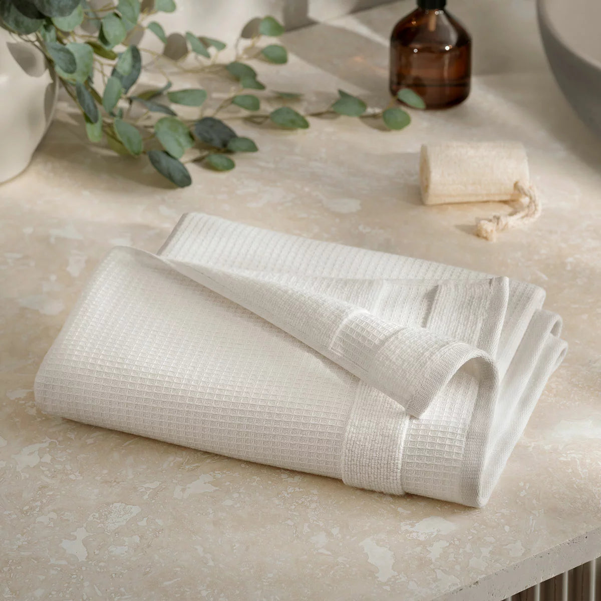 Welhome 100% Cotton Waffle Bath Towel